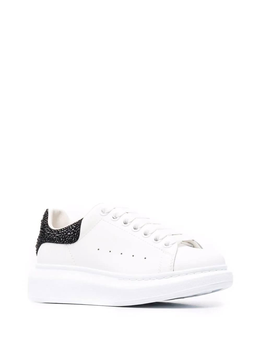Shop Alexander Mcqueen White Oversized Sneakers With Strass Black Spoiler