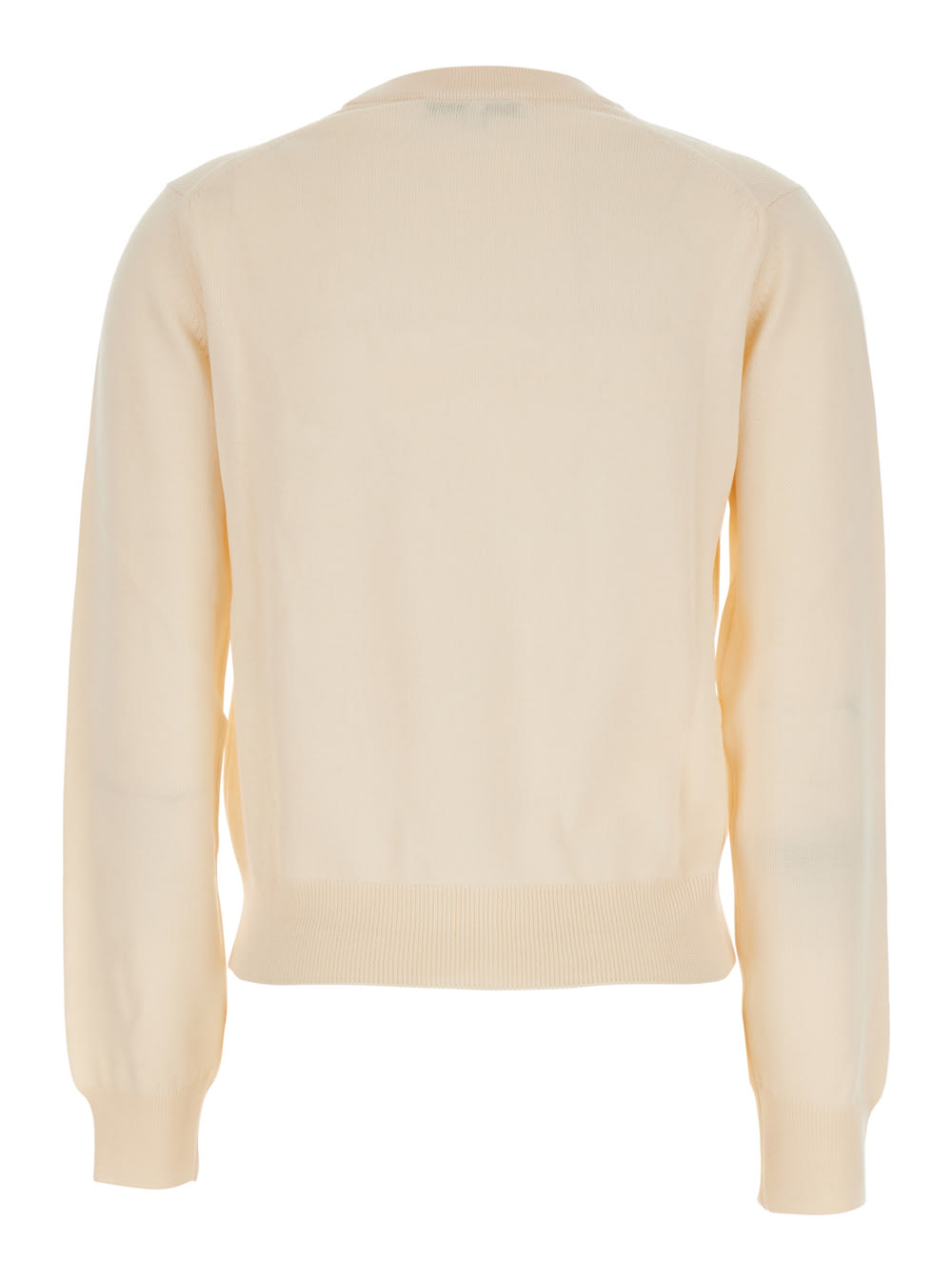 Maison Kitsuné Beige Sweater With Baby Fox Logo Patch On The Front In Wool Woman In Neutral