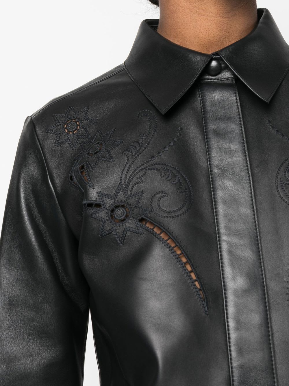 Chloé Leather Shirt In Black