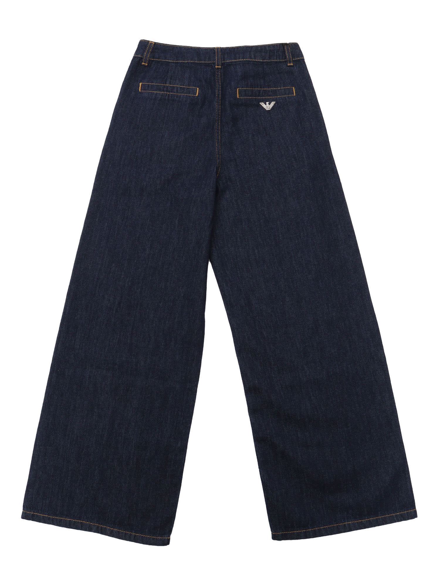 Emporio Armani Blue Jeans With Logo Patch On The Rear And Belt Loops In Denim Girl In Blue