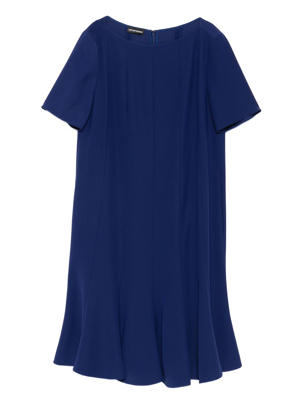 Emporio Armani Tecno Cady Dress With Stitched Pleats In Blue