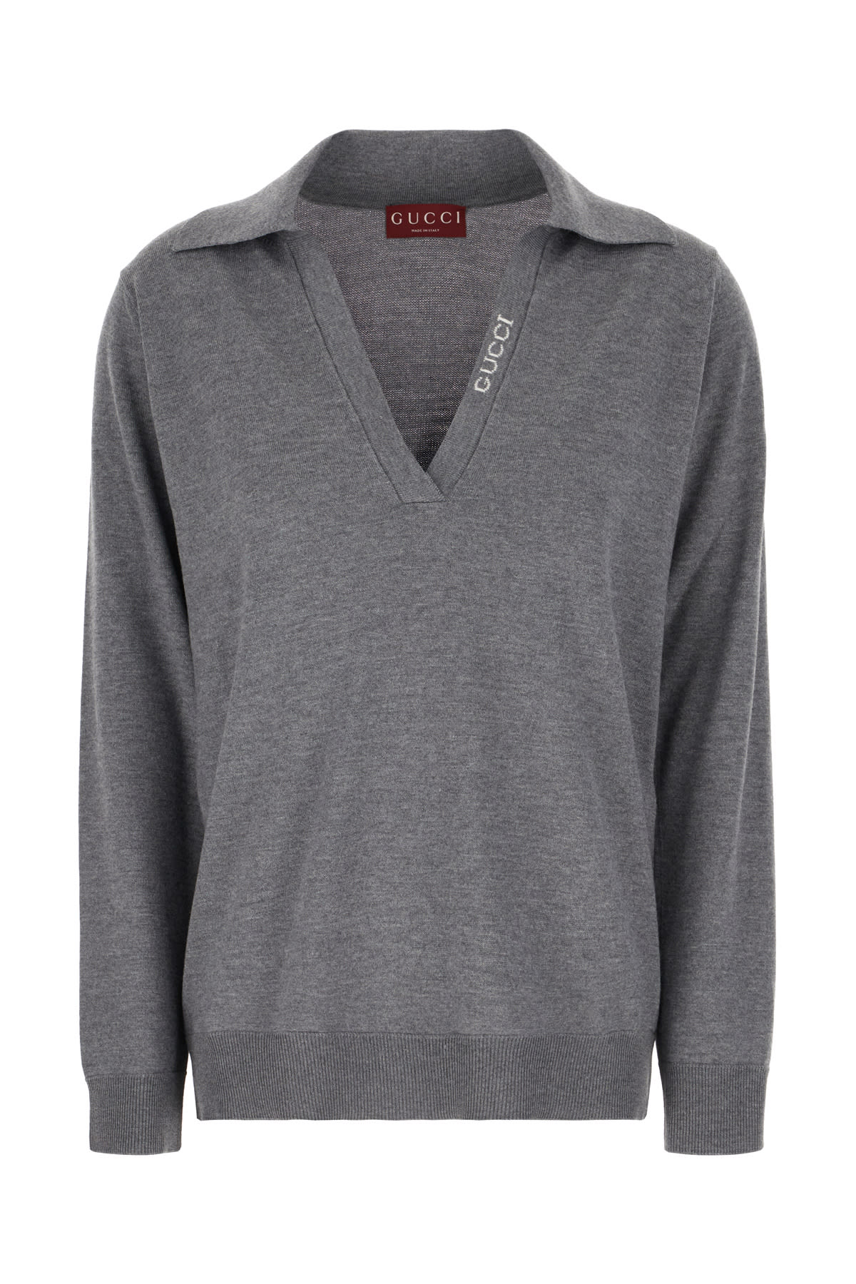 Gucci Dark Grey Wool Oversize Sweater In Grigio