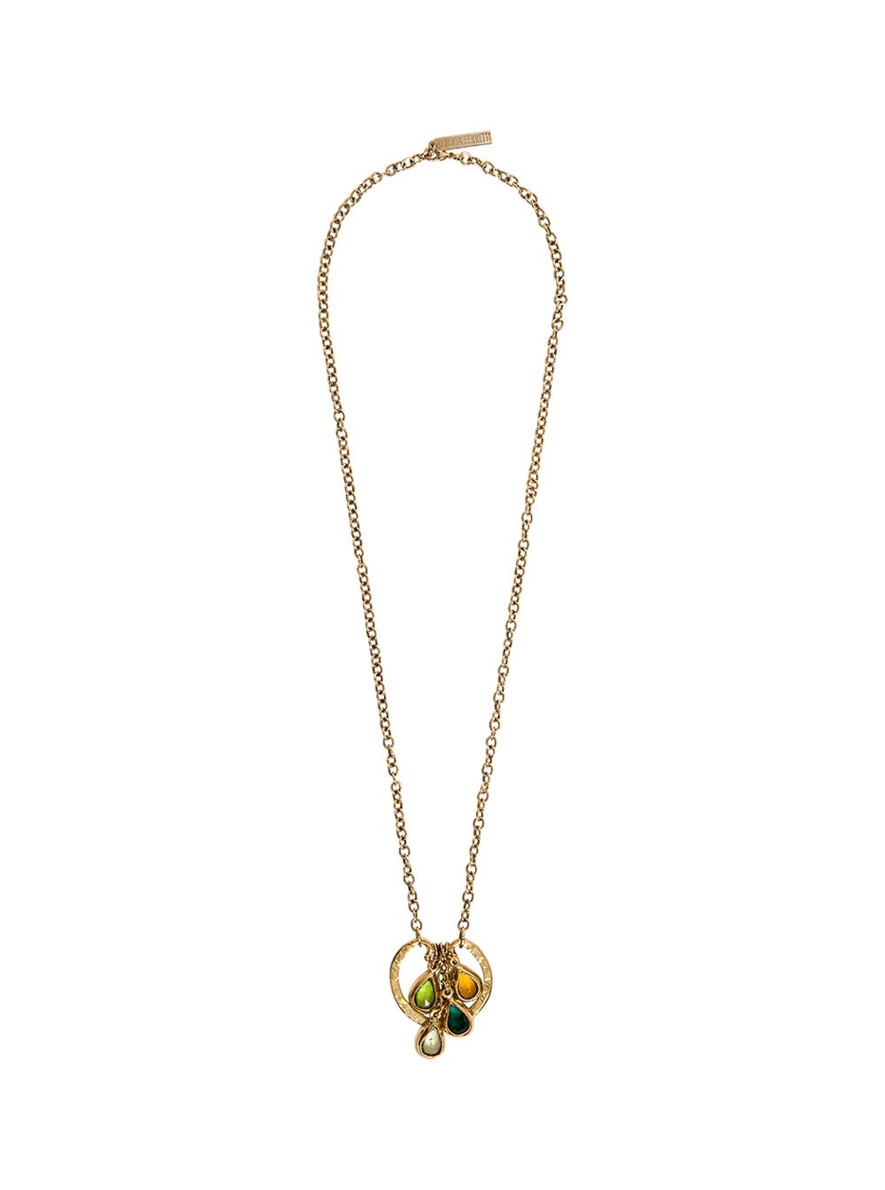 Alberta Ferretti Gold-colored Metal Necklace With Multicolor Crystals