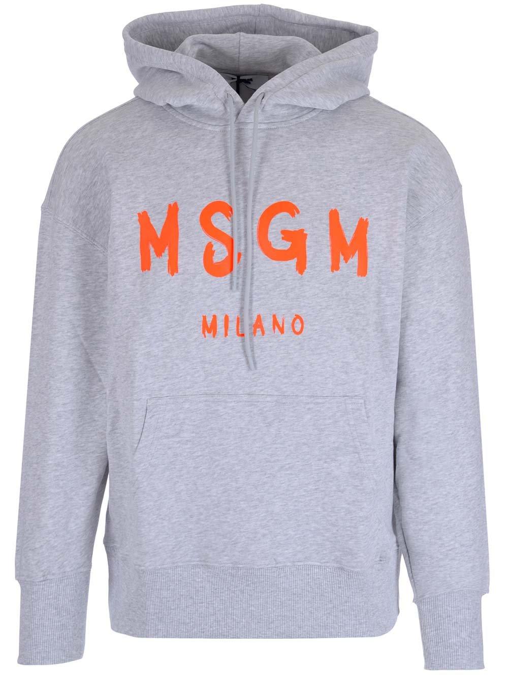 MSGM Logo Printed Long-sleeved Hoodie