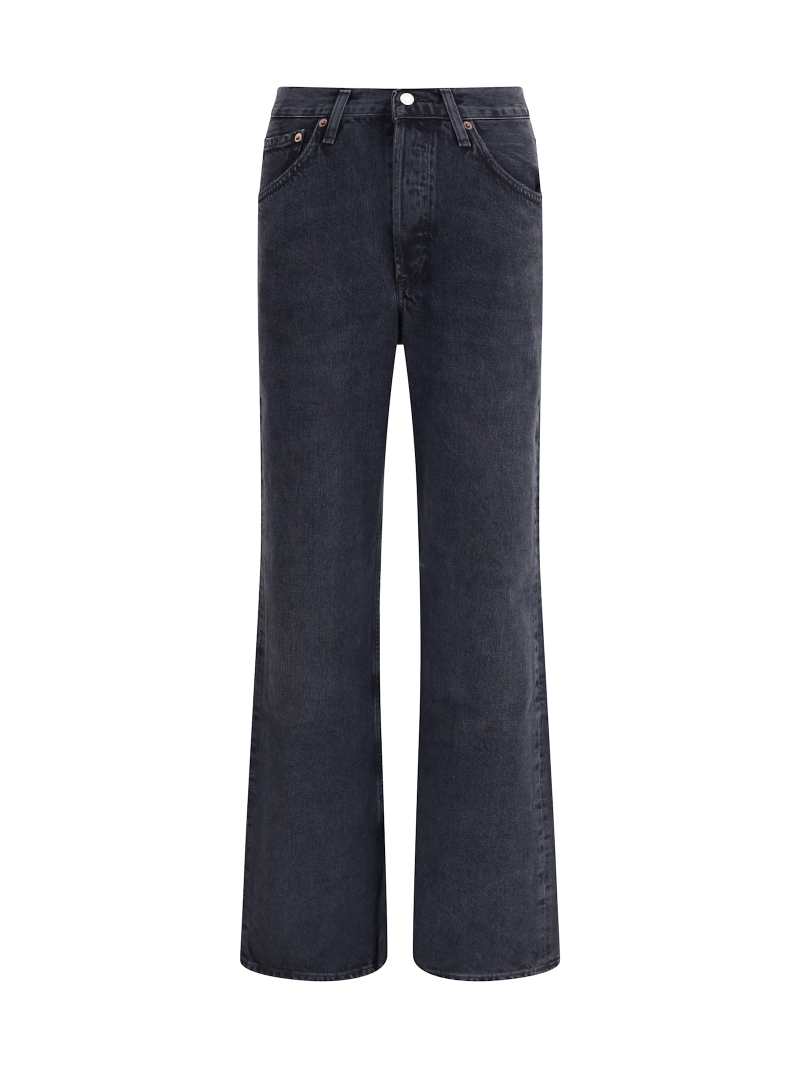 Agolde Blue Jeans With High Waist And Logo Patch On The Rear