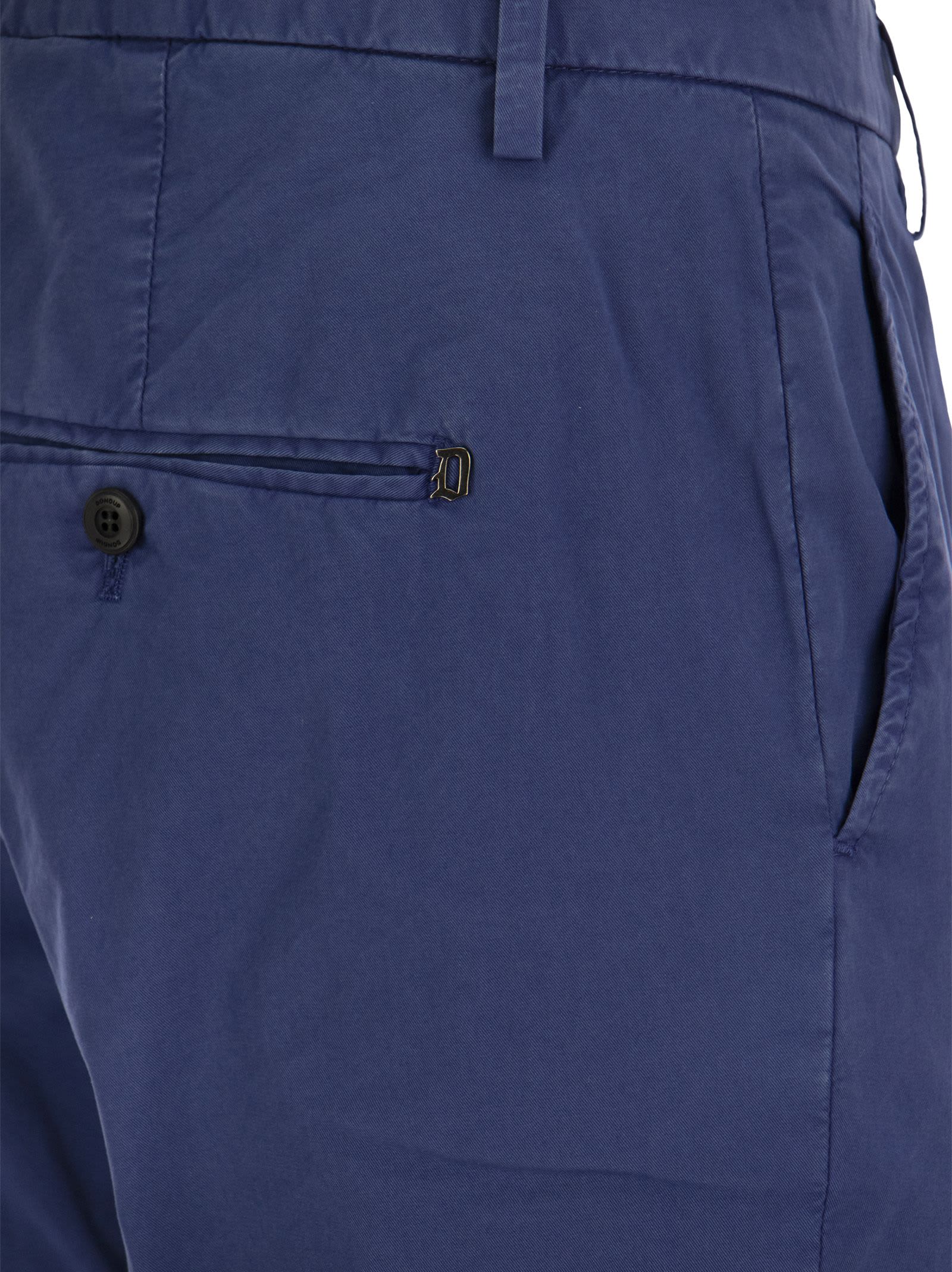 Shop Dondup Alfredo - Slim-fit Cotton Trousers In Bluette