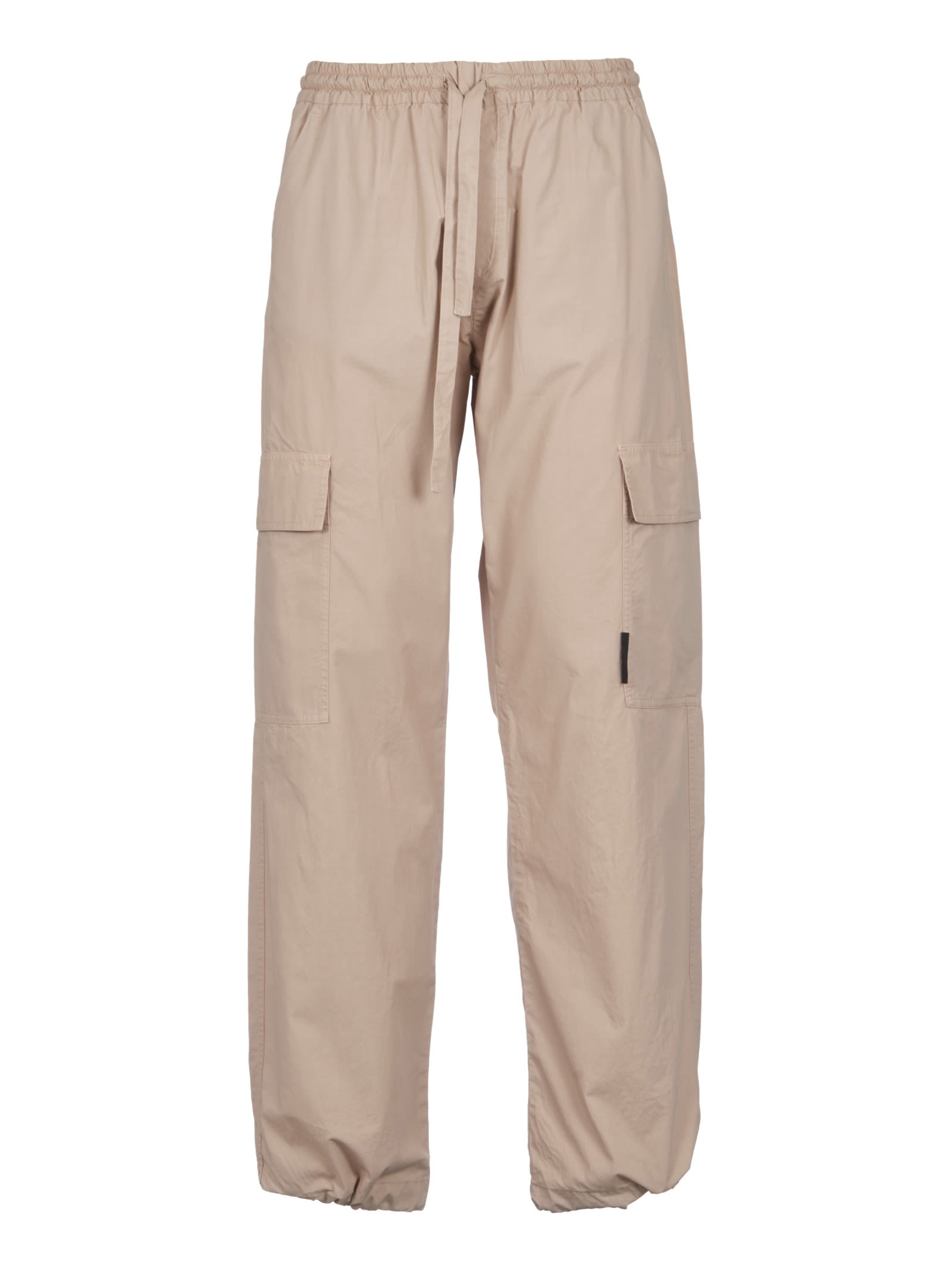 Shop Msgm Cargo Lace-up Trousers In Beige