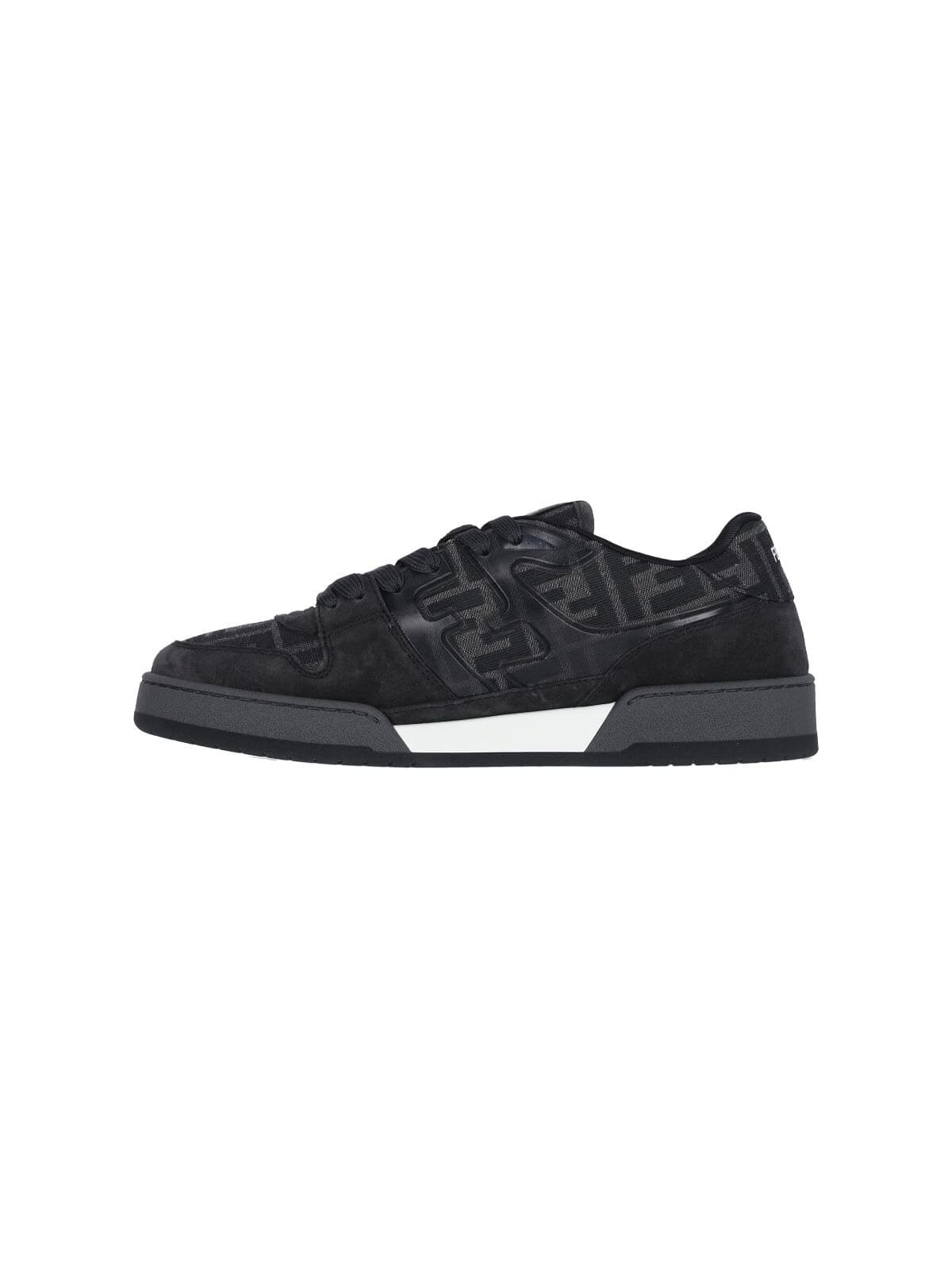 Fendi Match Sneakers In Ff Jacquard Fabric And Suede In Gray