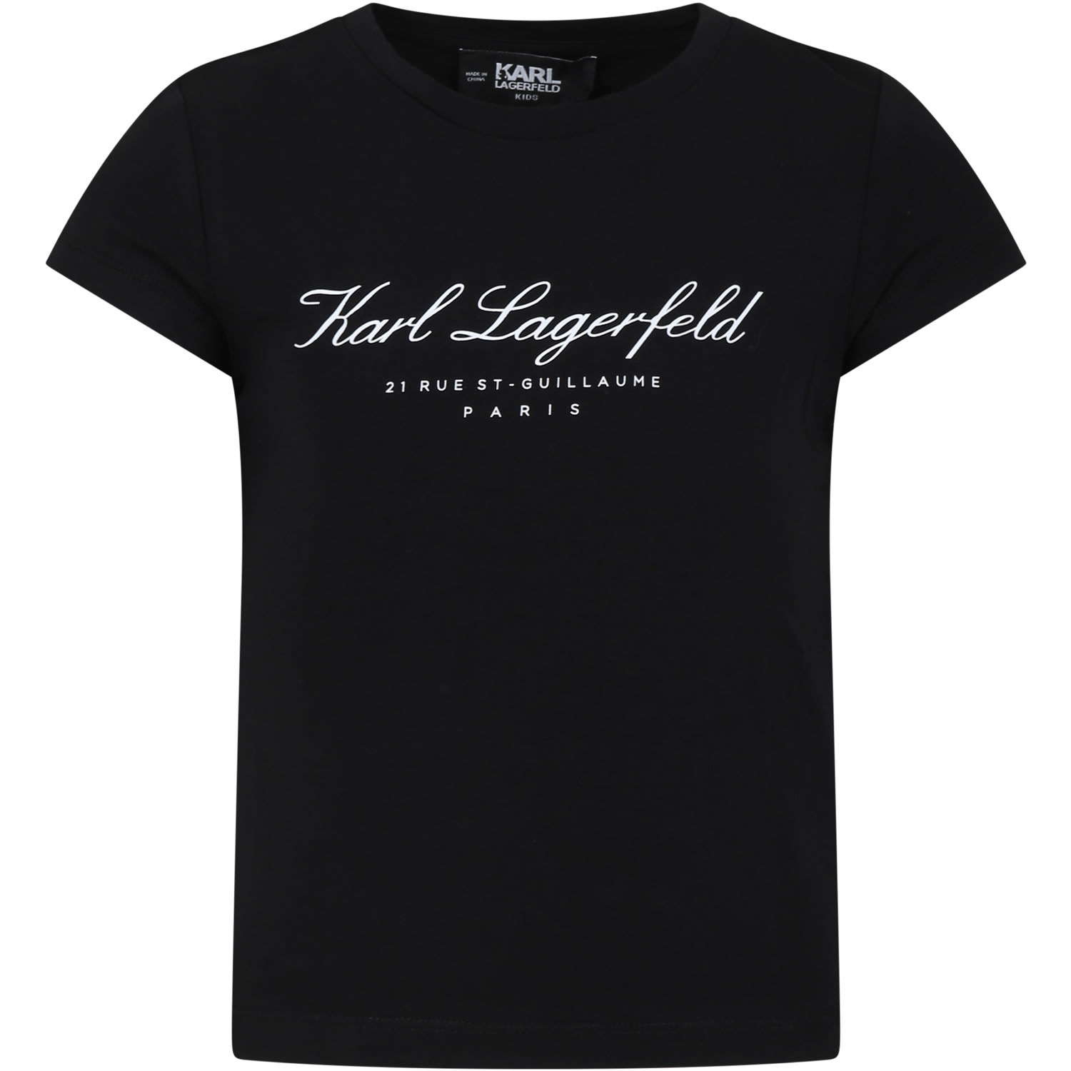 Shop Karl Lagerfeld Black T-shirt For Girl With Logo