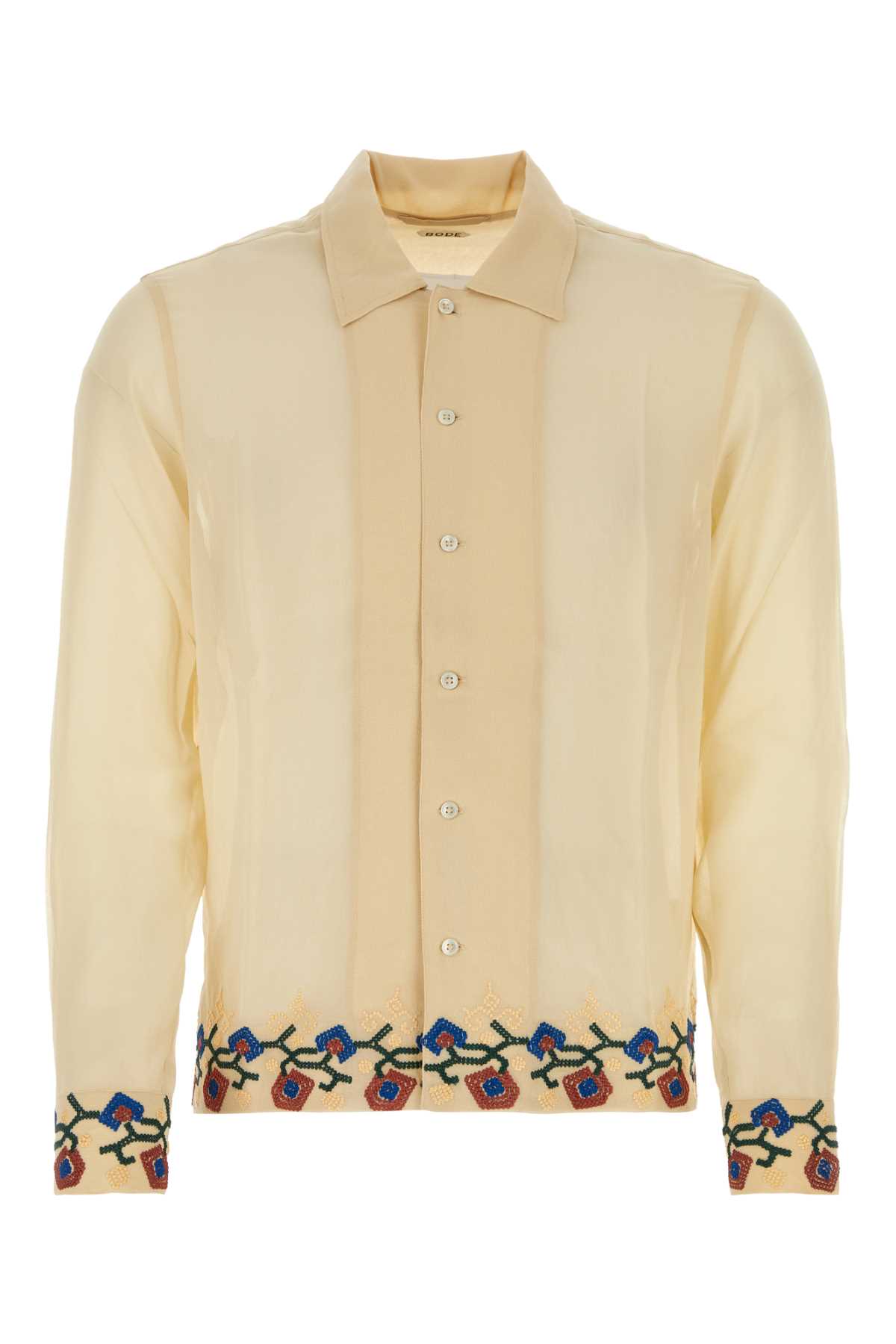 Shop Bode Sand Silk Shirt In Cream Multi