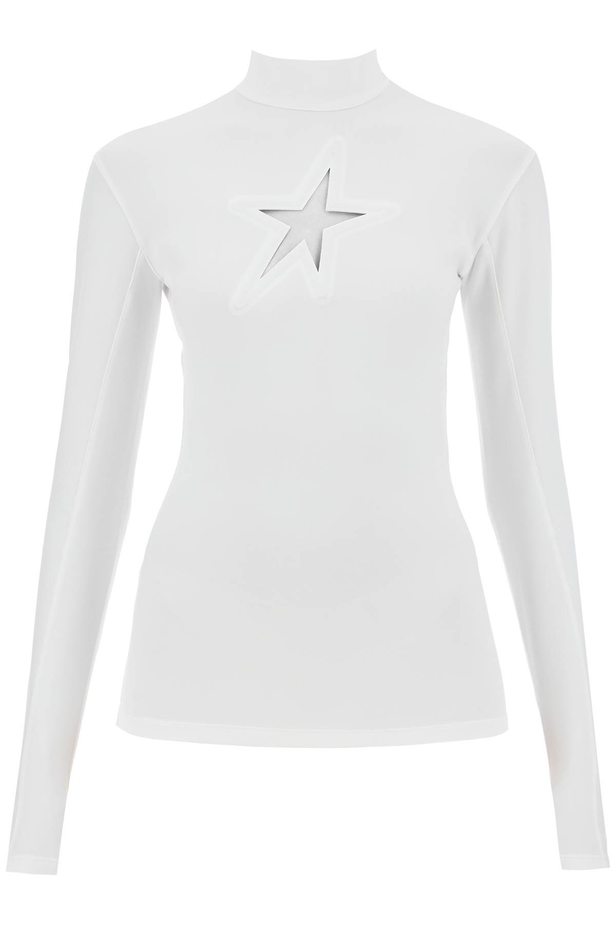 Shop Mugler Long-sleeved Star Top For In Off White (white)