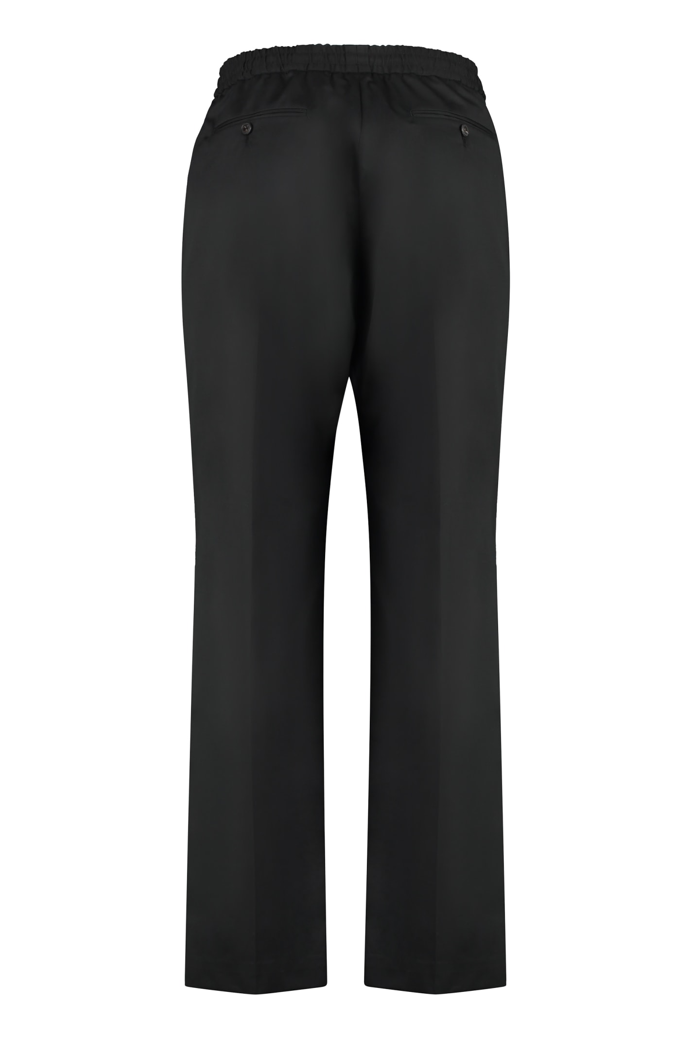 Shop Valentino Cotton Trousers In Black