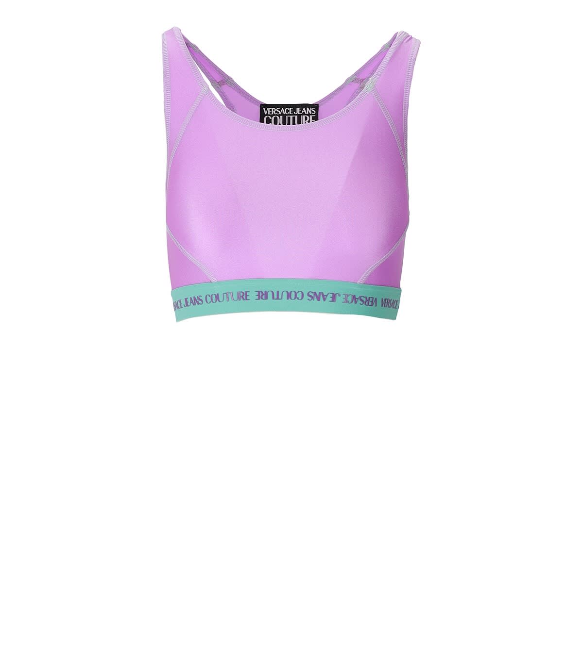 Shop Versace Jeans Couture Logo Band Cropped Top In Lilla