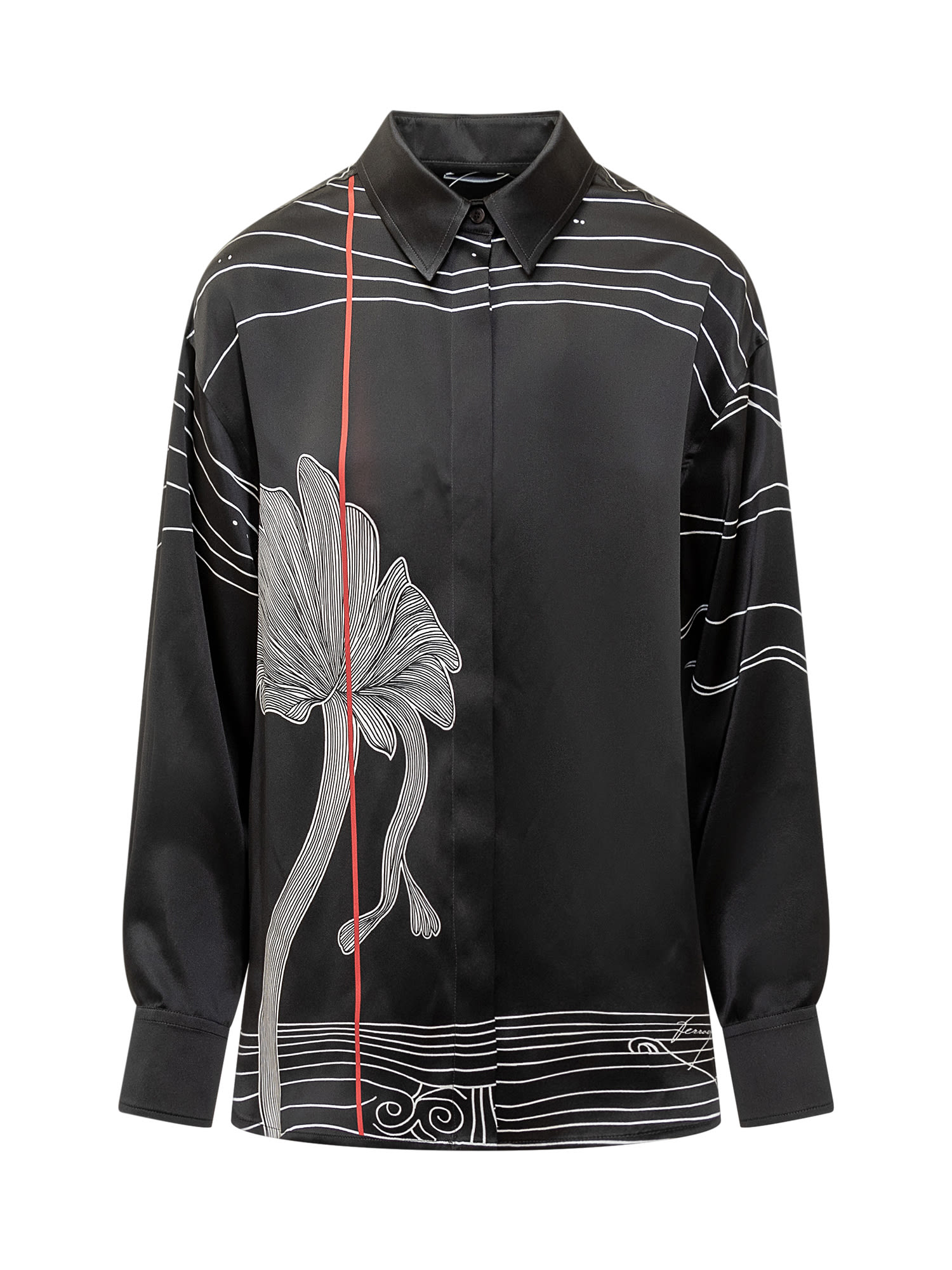 Shop Ferragamo Graphic Printed Shirt In Nero