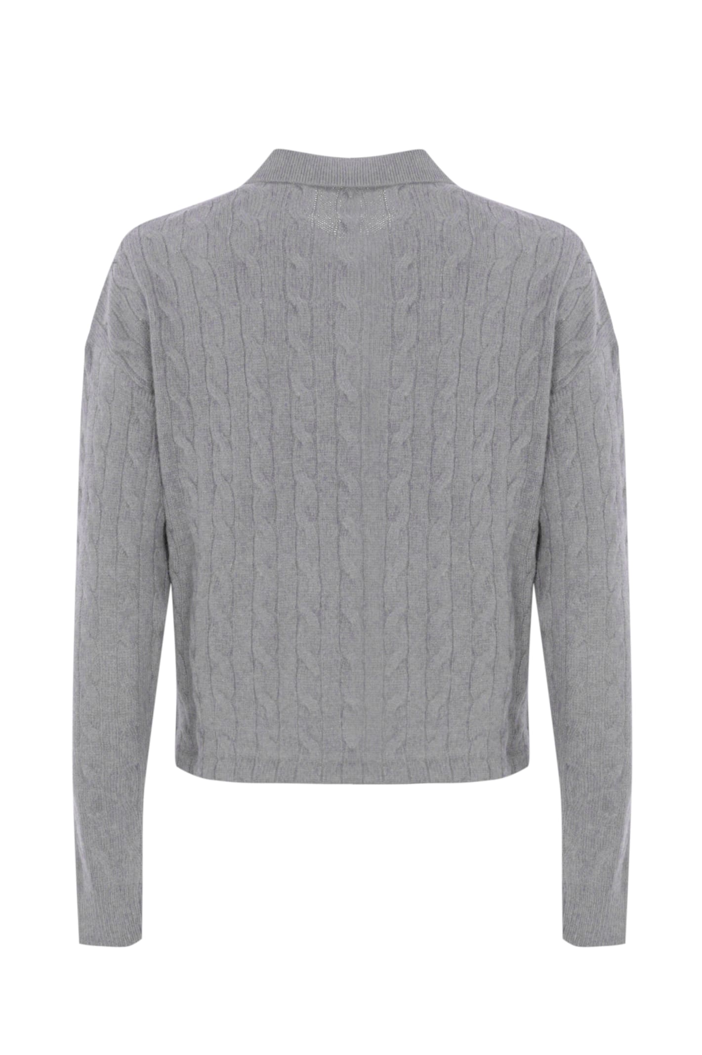 Shop Polo Ralph Lauren Cable-knit Polo Shirt In Wool And Cashmere In Grey