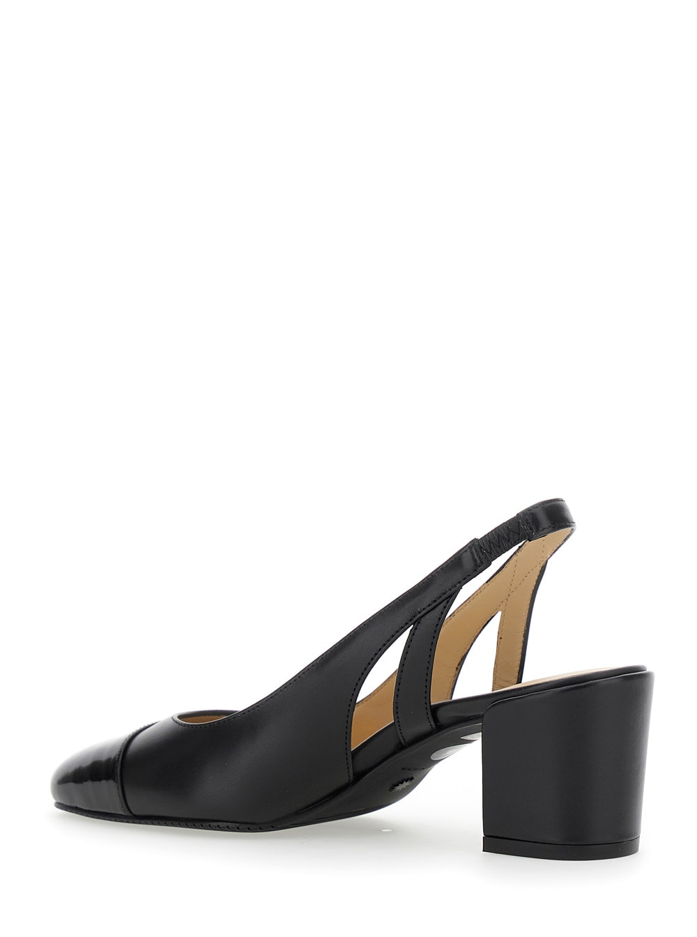 Stuart Weitzman 'sleek' Black Slingback Pumps With Block Heel In Black