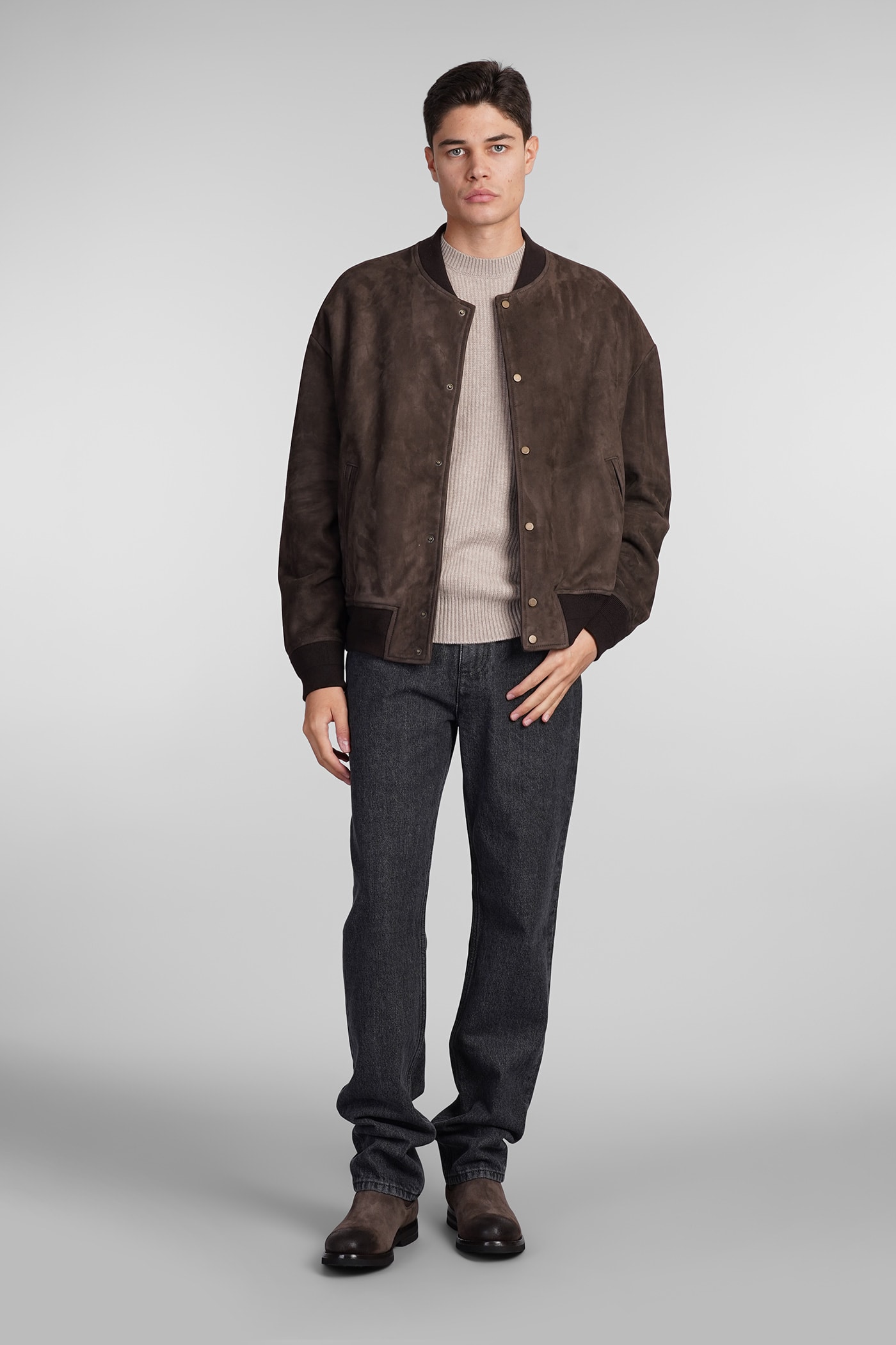 Shop Salvatore Santoro Bomber In Brown Leather