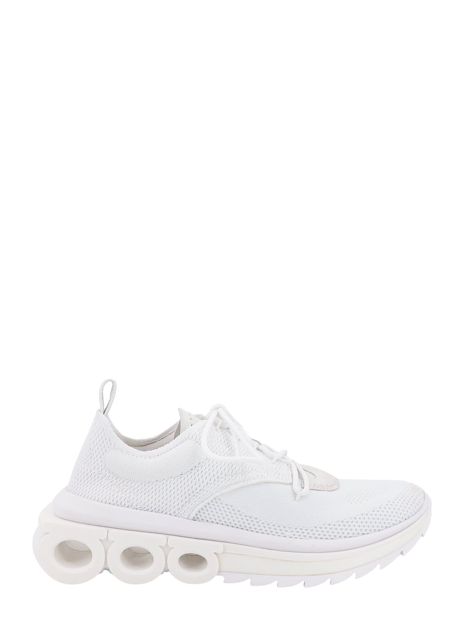 Ferragamo White Nima Technical Knit Running Sneakers In White