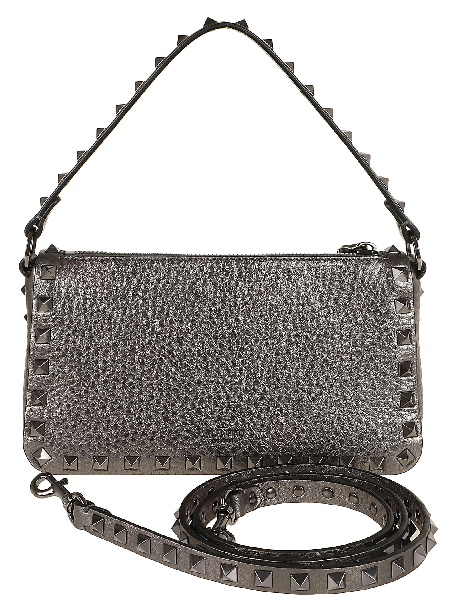 Shop Valentino Small Shoulder Bag Rockstud In Antracite