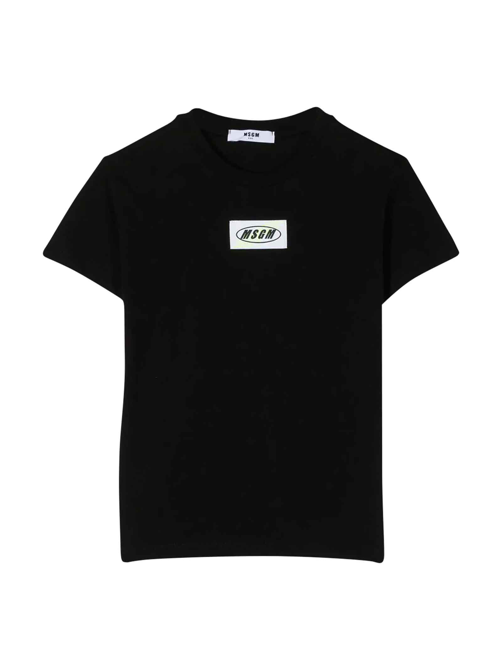 Msgm Logo Patch Cotton Jersey T-shirt In Nera