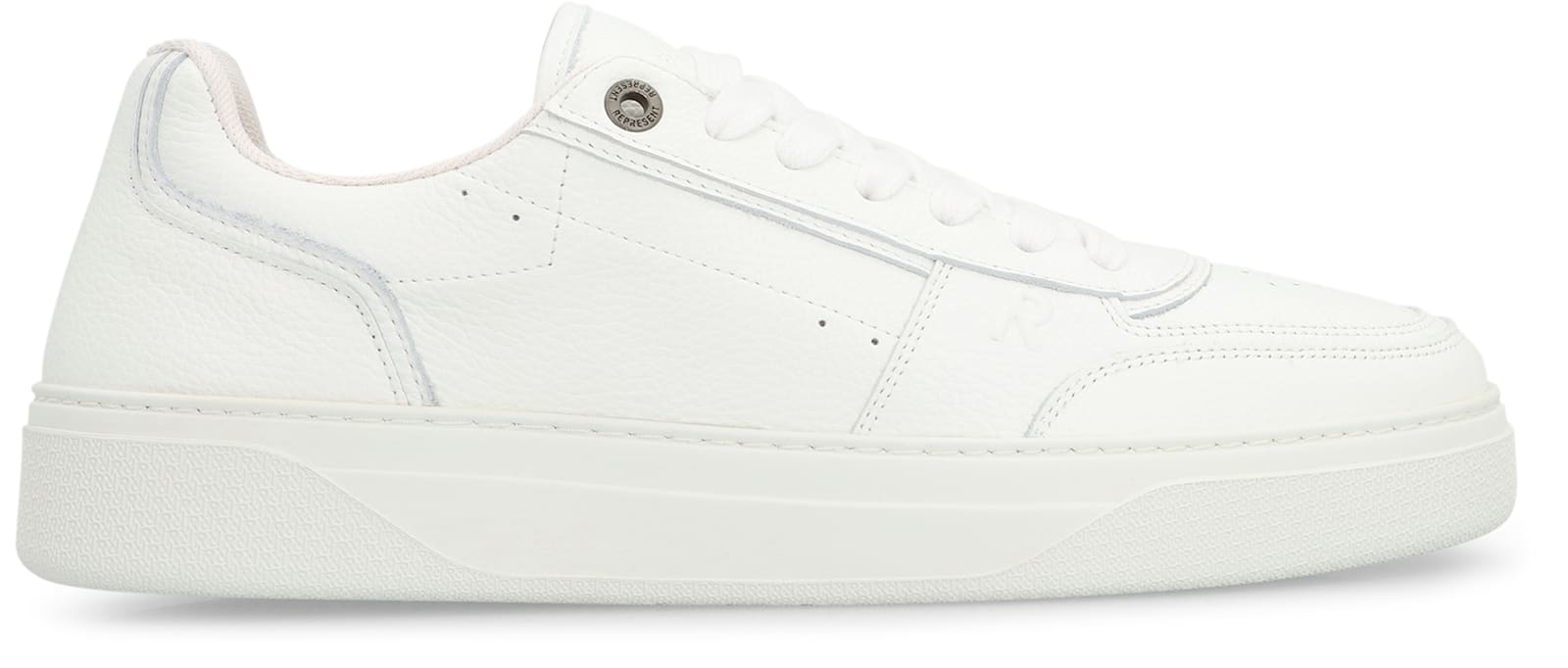 Represent Mens White Initial Leather Low-top Trainers In White