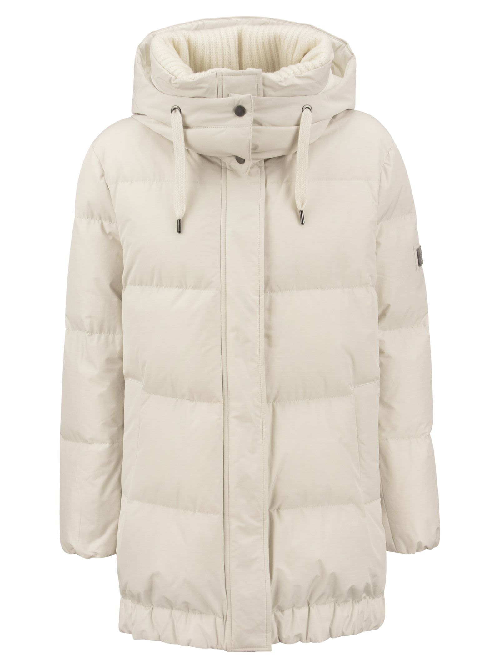 Brunello Cucinelli Water-repellent Taffeta Down Jacket With precious Patch And Detachable Hood