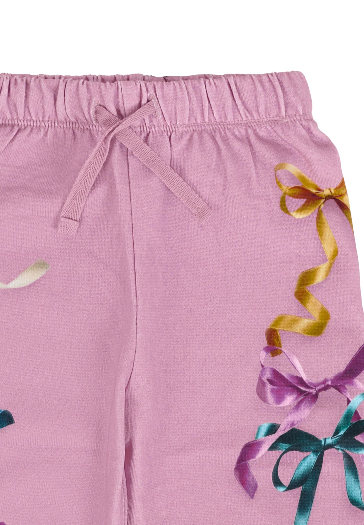 Molo Pink Trousers For Baby Girl With Ribbons In Pink