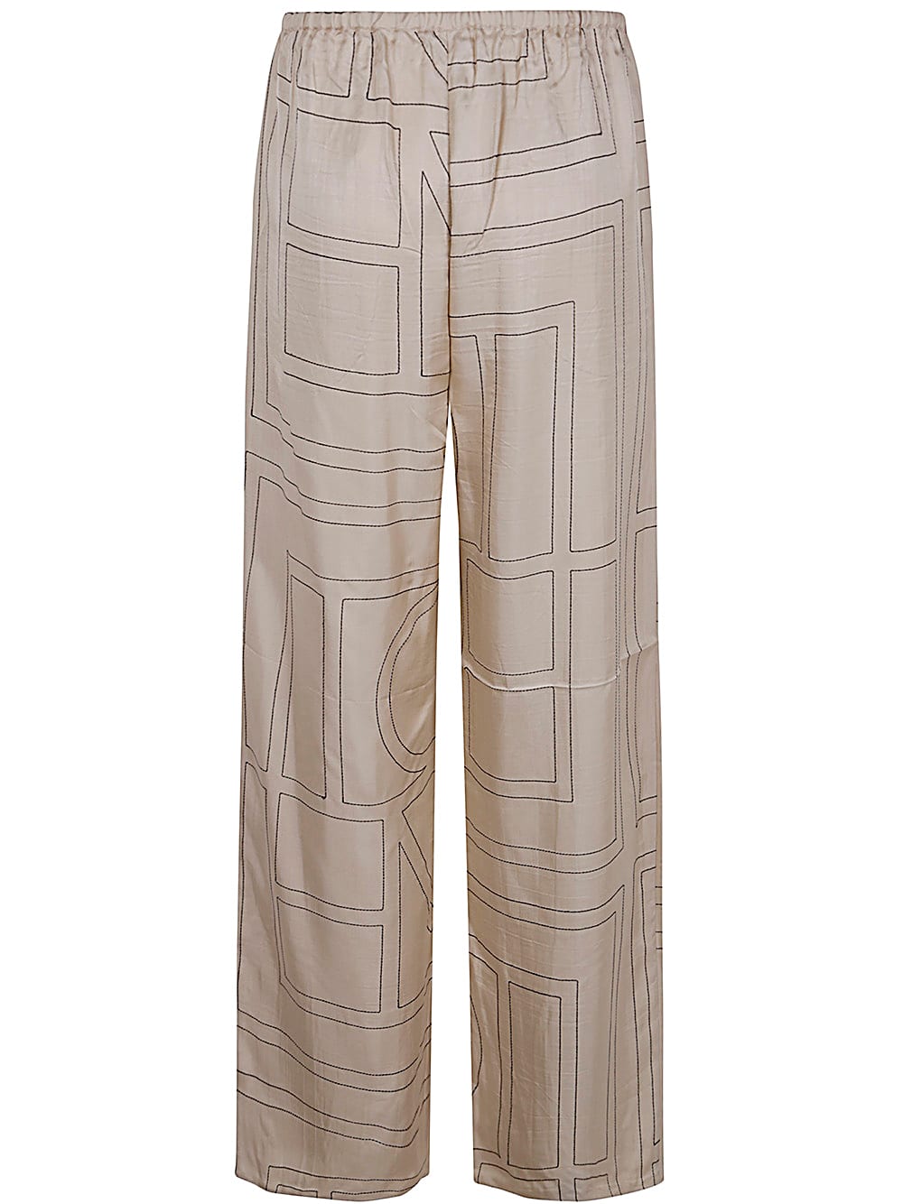 Shop Totême Monogram Silk Pj Bottoms In Ivory Monogram