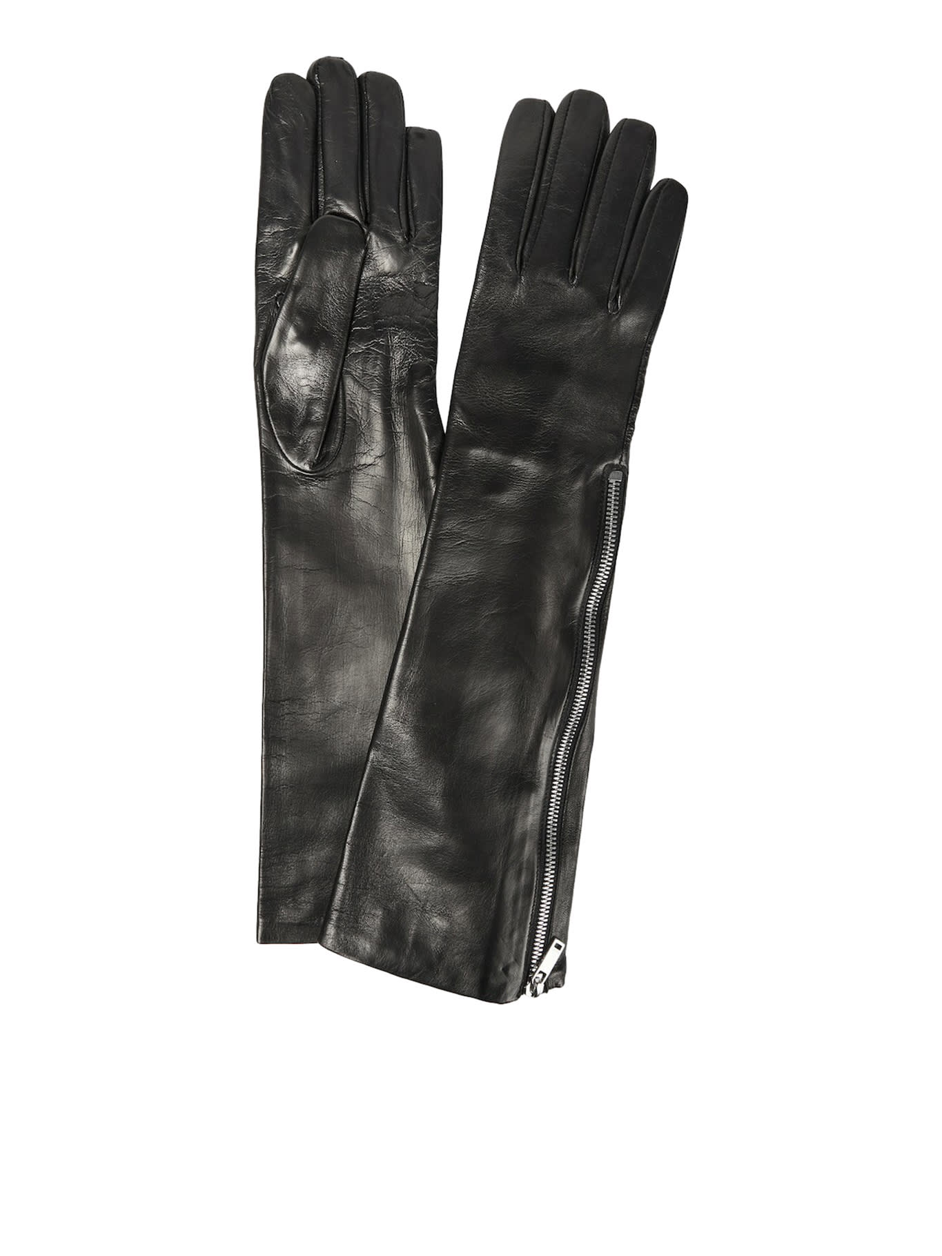 Shop Jil Sander Zip Gloves Medium In Black