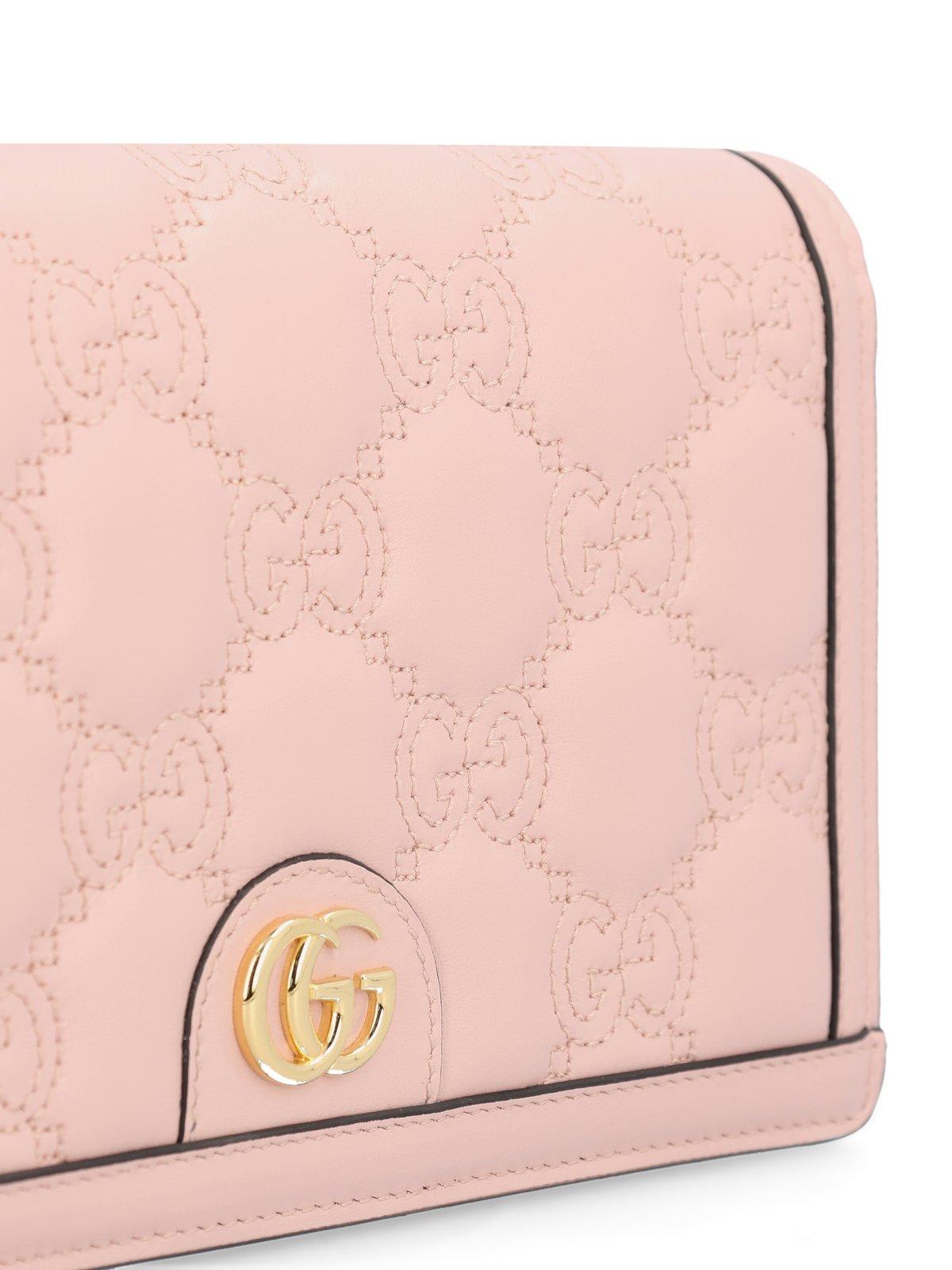Shop Gucci Gg Matelassé Chain Wallet In Pink