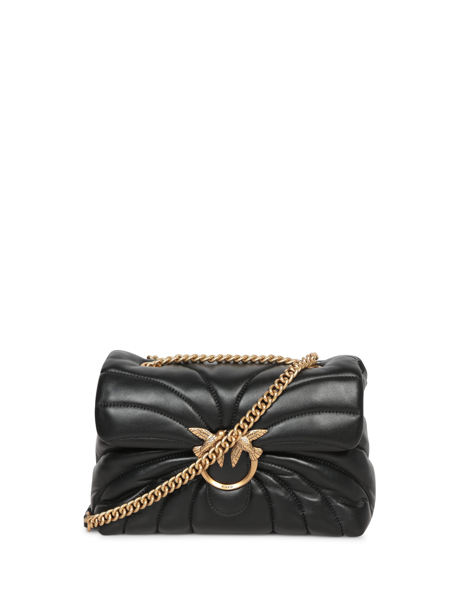 Shop Pinko Love Puff Butterfly Quilt Black/gold Bag