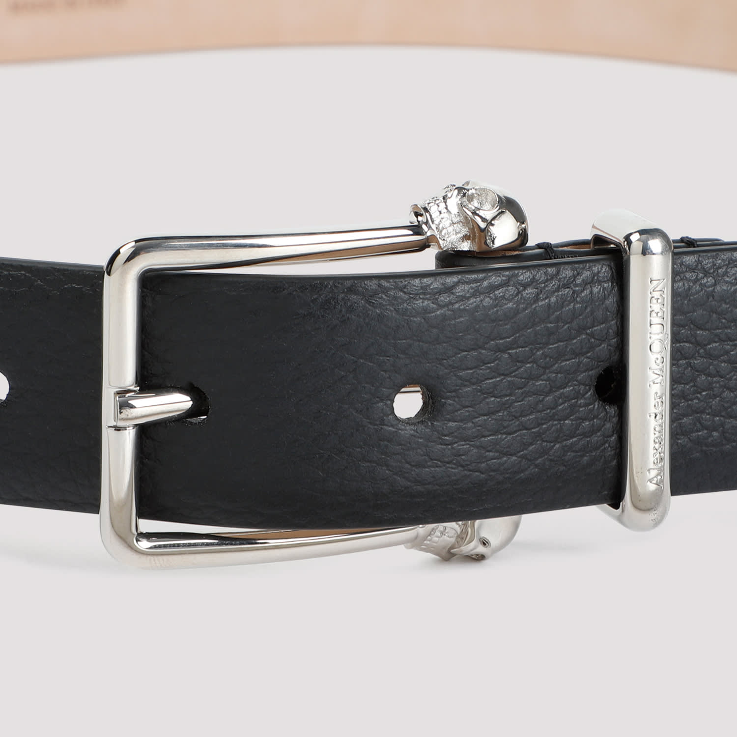 Shop Alexander Mcqueen Thin Twin Skull Belt In Black