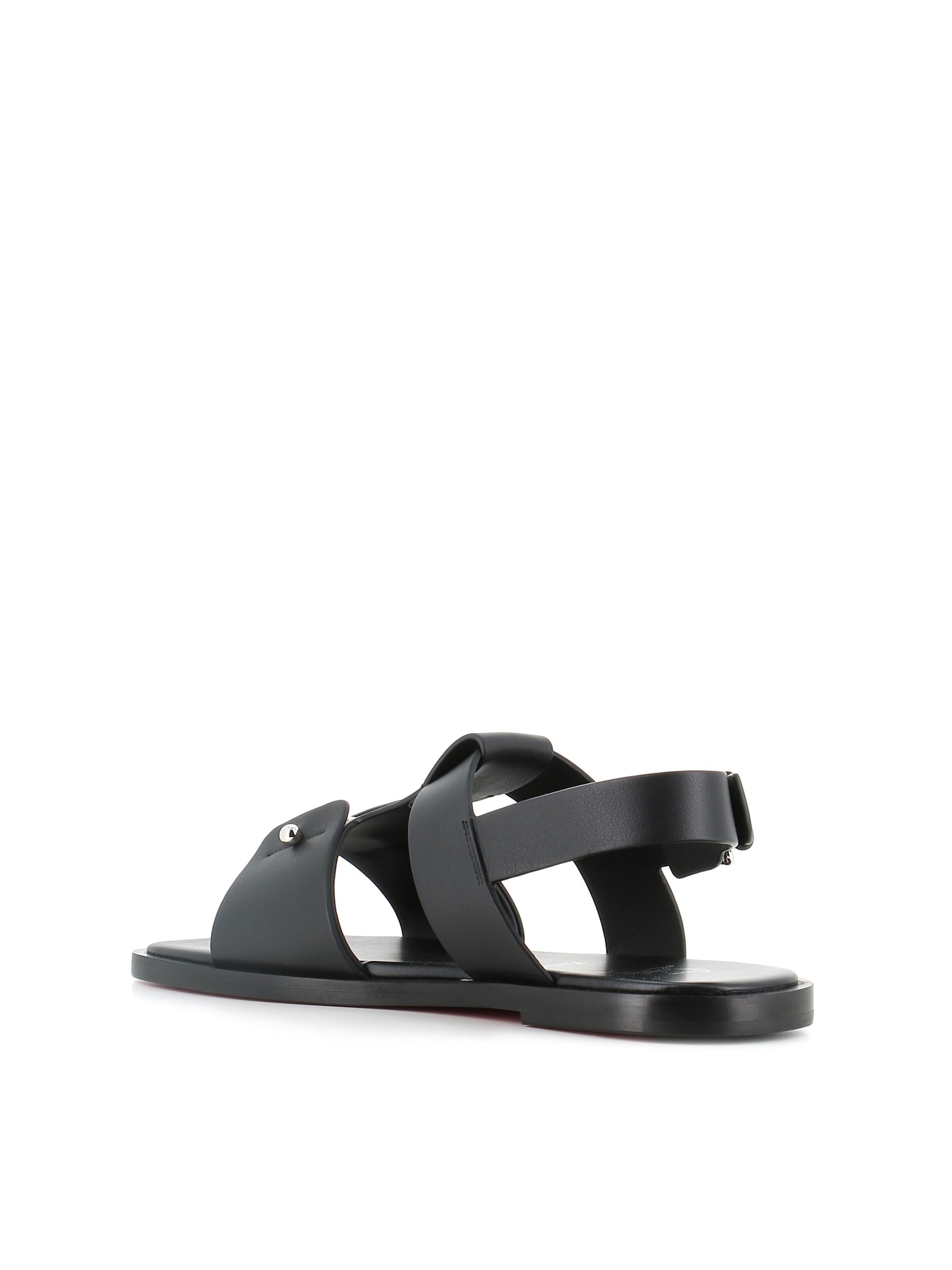 Christian Louboutin Chambeliss Sandal Flats In Black Leather In Black