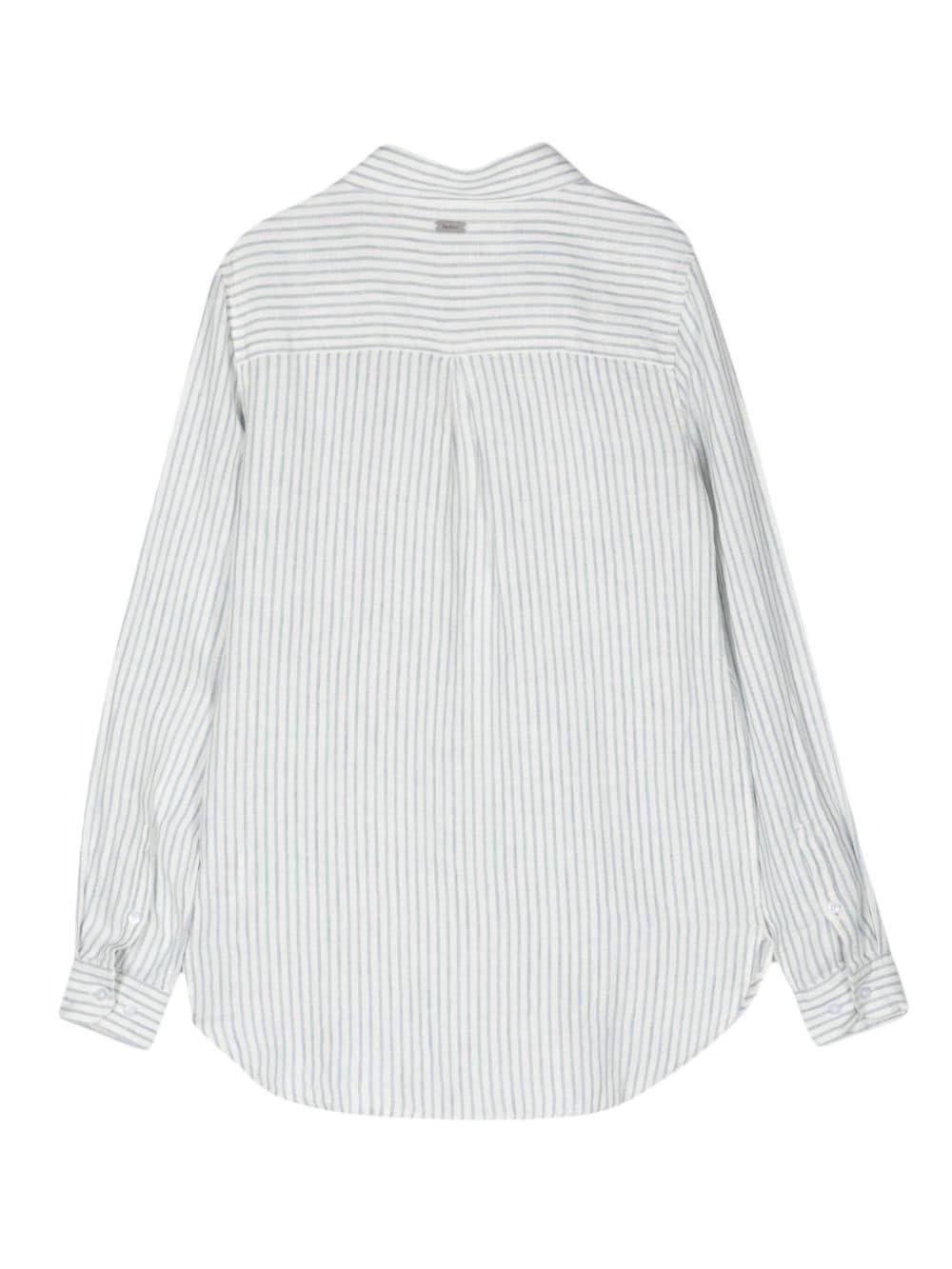 Shop Barbour Marine Striped Collared Long-sleeve Shirt In Riga