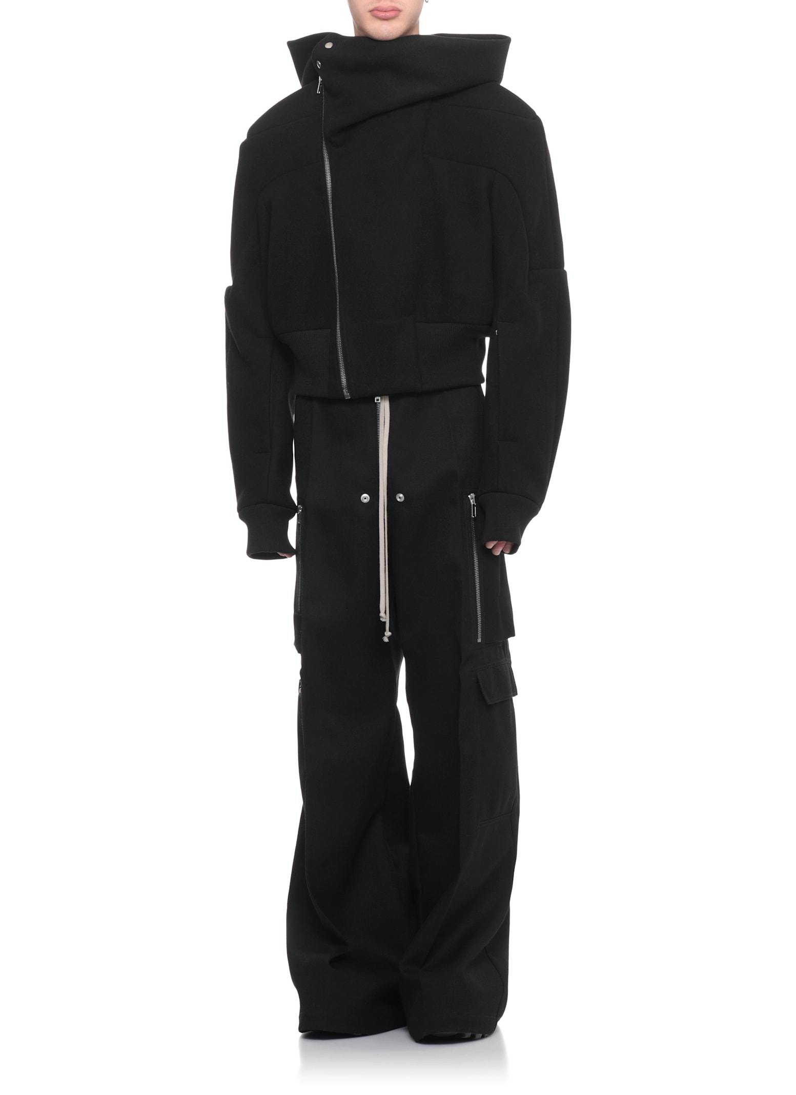 Rick Owens Cropped Hooded Flight Bomber In Black