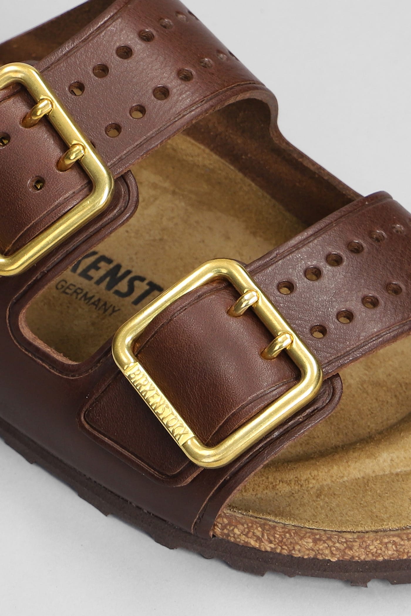 Shop Birkenstock Arizona Bold Flats In Brown Leather