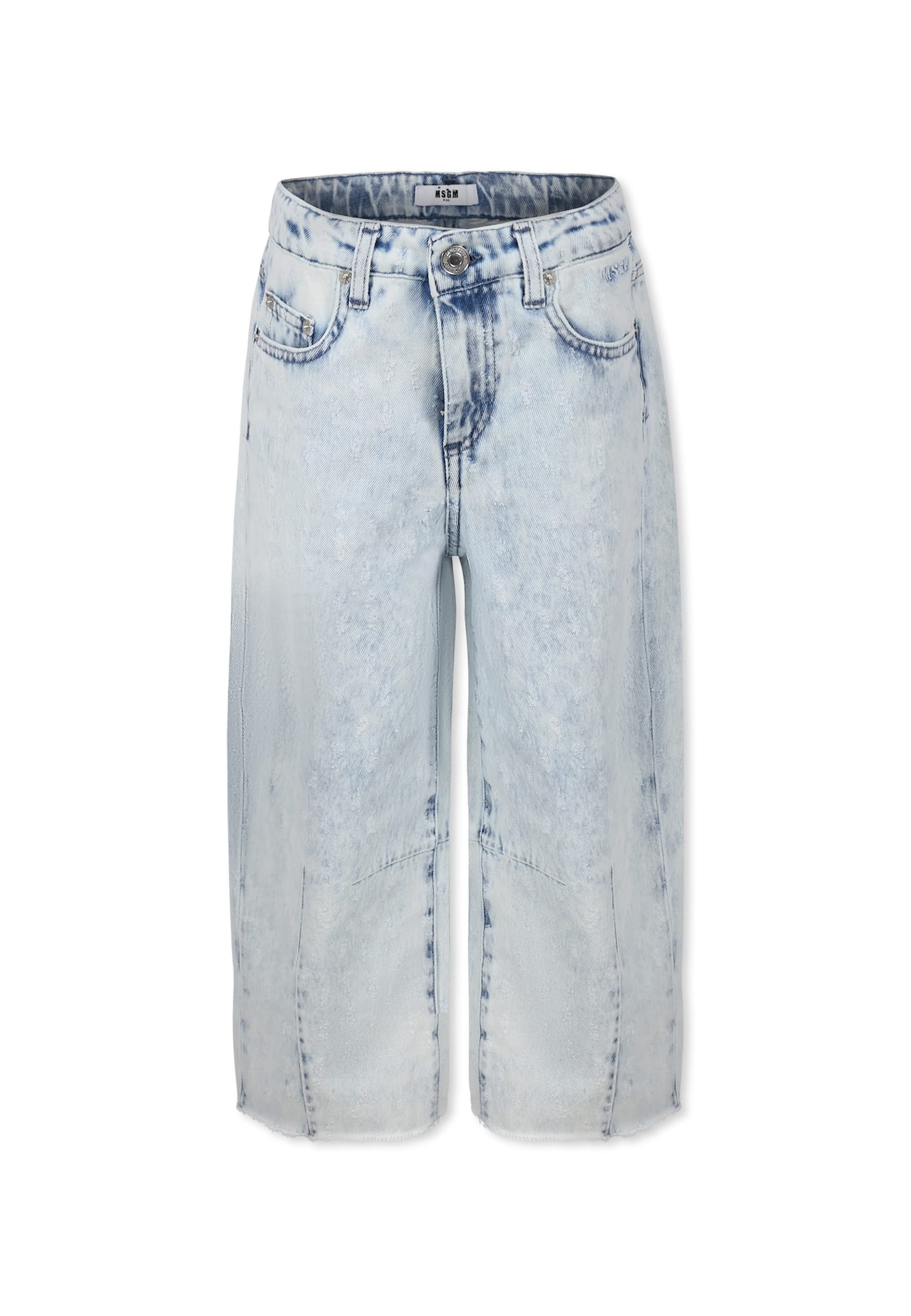Msgm Denim Jeans For Girl With Logo In Denim