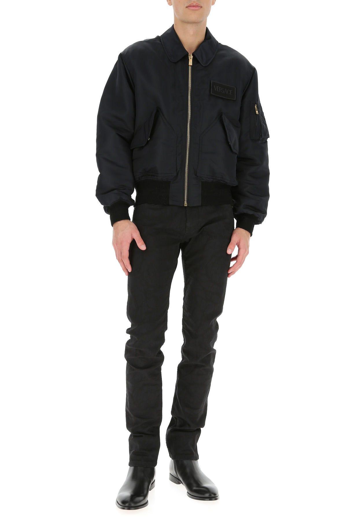 Shop Versace Black Nylon Padded Jacket