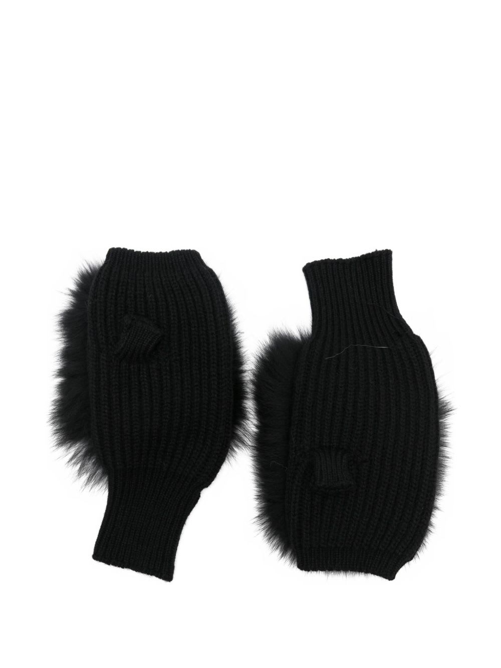 Alpo Cashmere Fur Gloves In Black