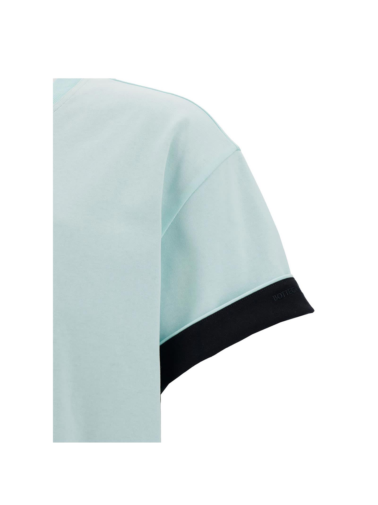 Shop Bottega Veneta T-shirt In Pale Turquoise Navy