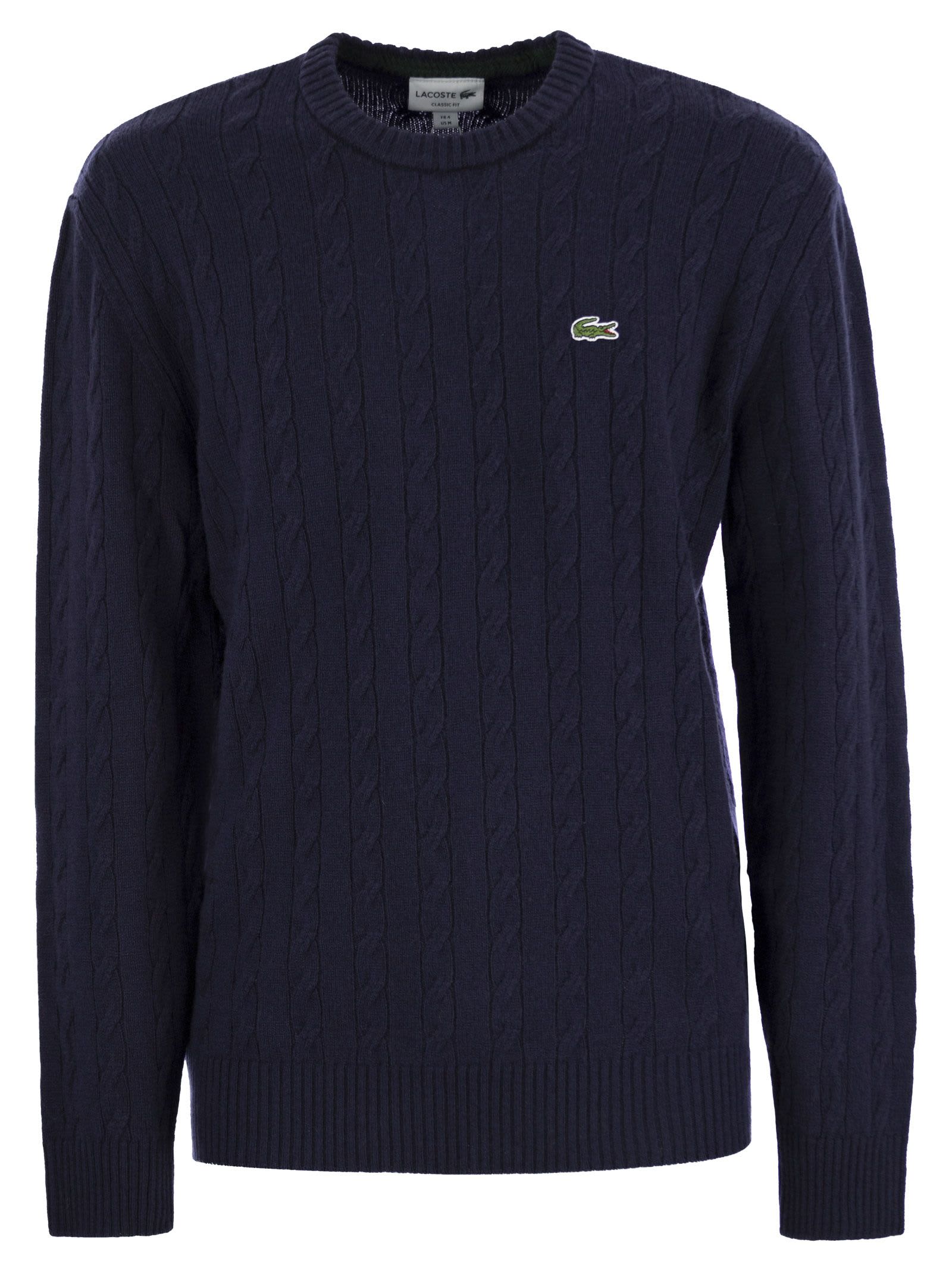 LACOSTE PLAITED WOOL CREW-NECK SWEATER