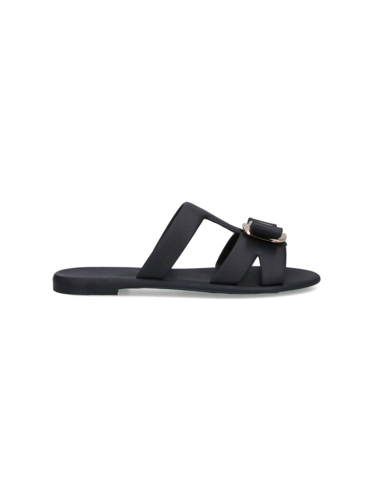 Shop Ferragamo Vara Slide Sandals In Black