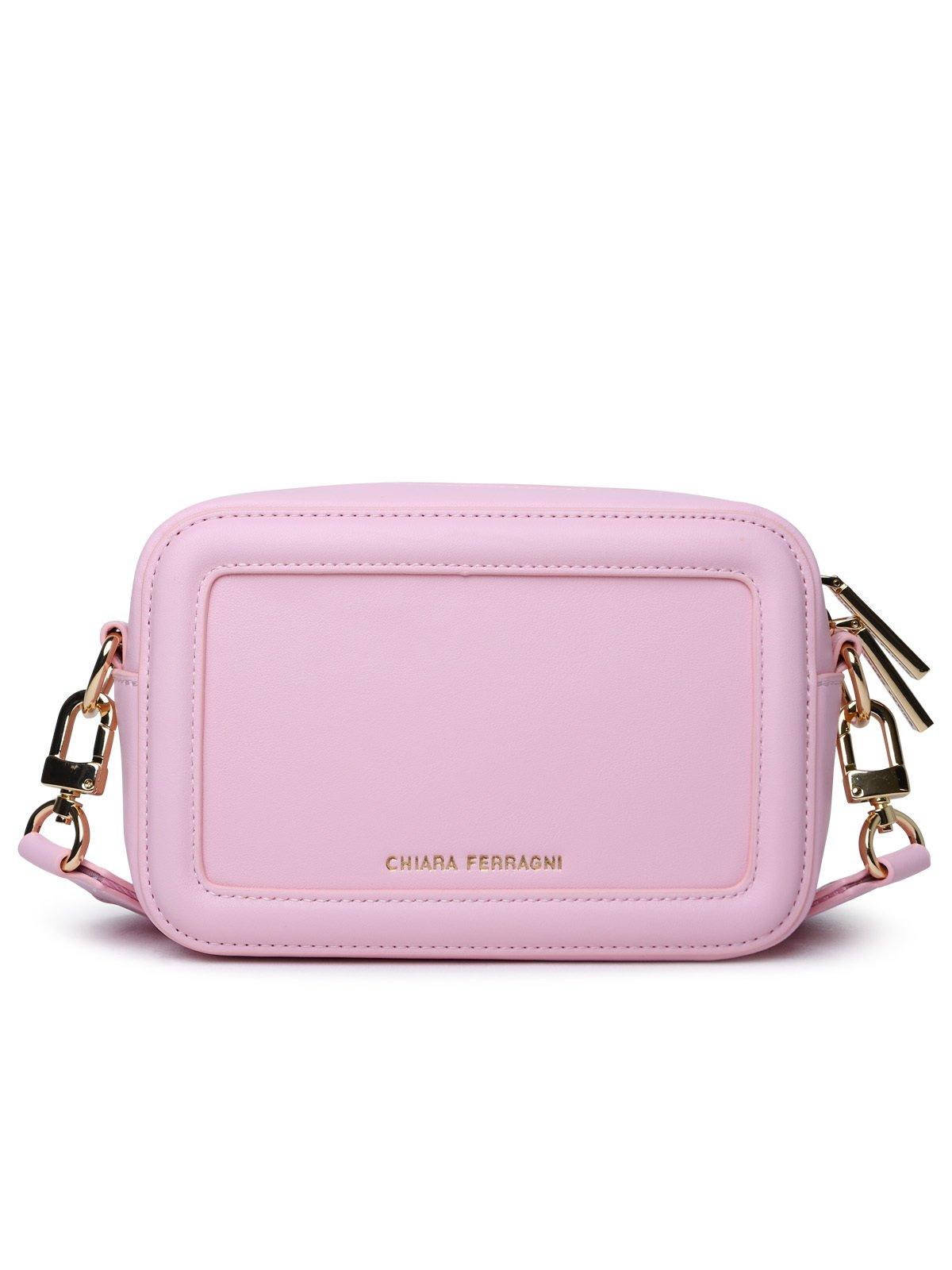 Shop Chiara Ferragni Eyelike Plaque Zipped Shoulder Bag In Pink