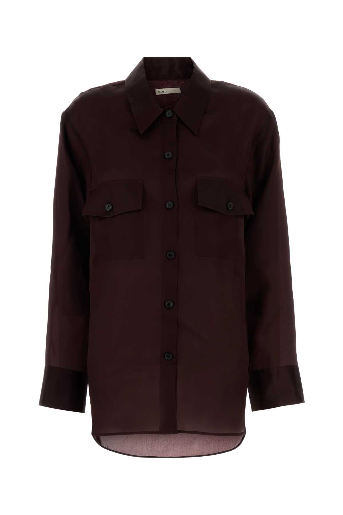 Khaite Aubergine Silk Matteo Shirt In Black