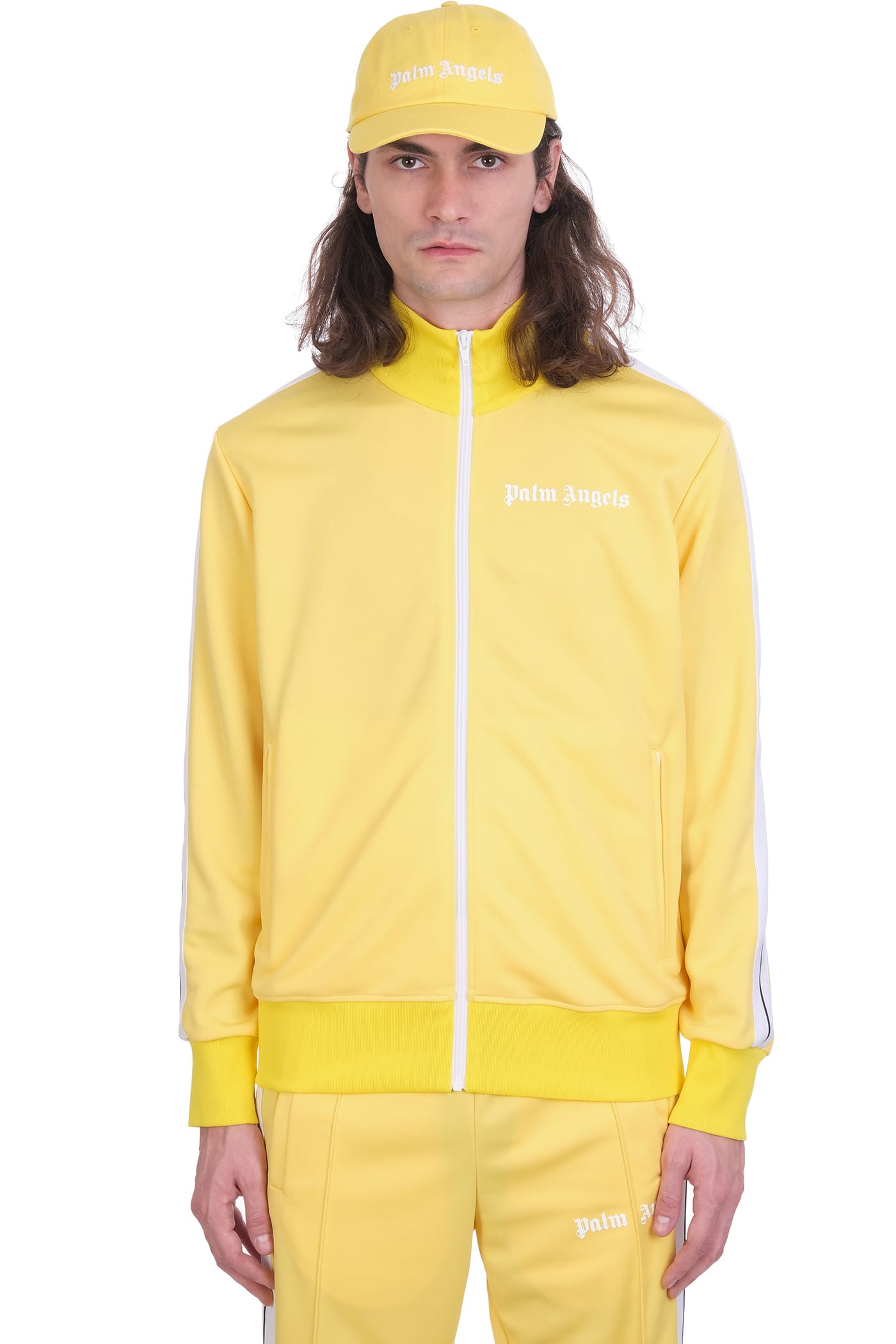 Palm Angels Classic Track Sweatshirt In Yellow Polyester