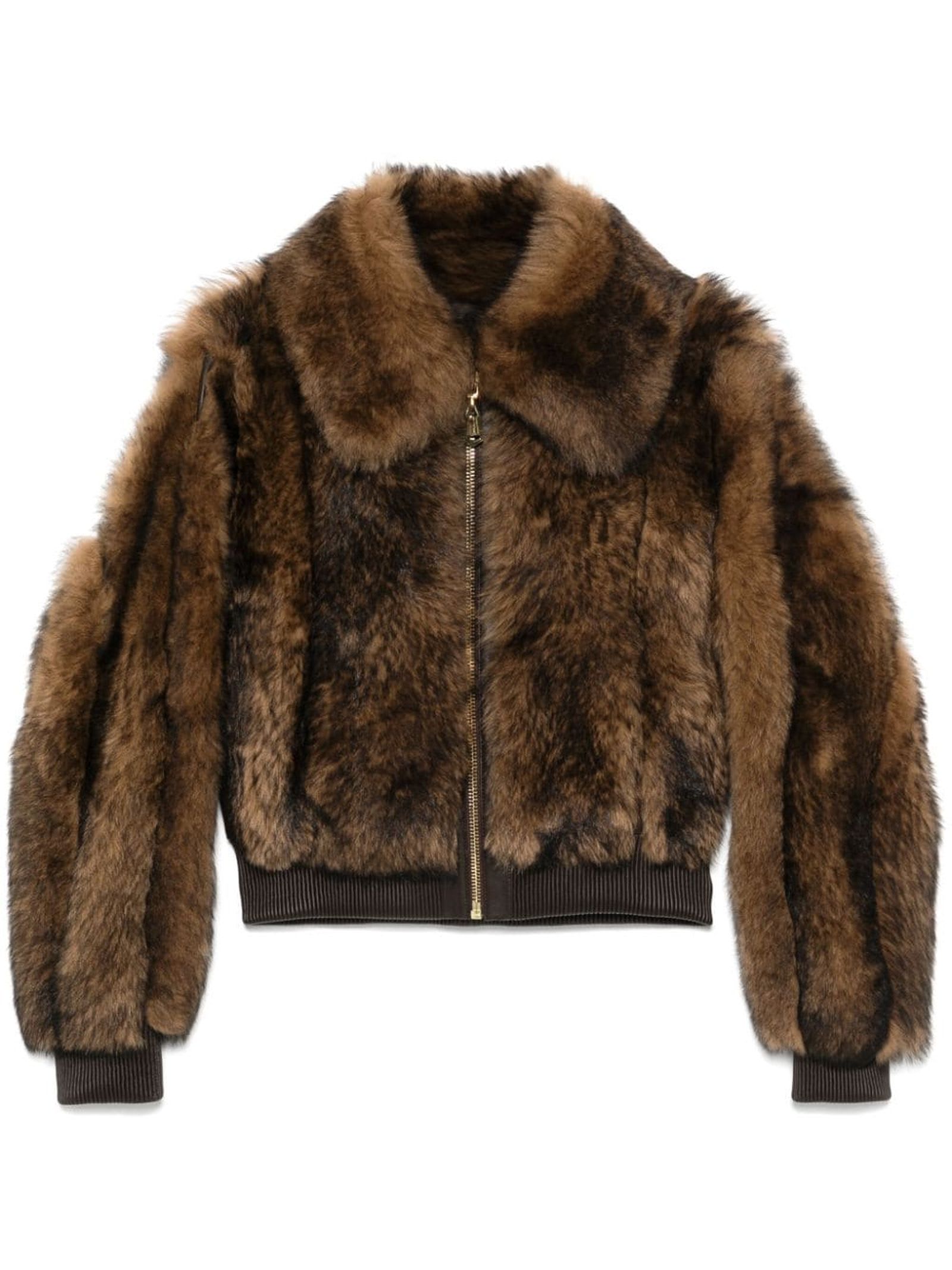 Shop Zimmermann Shearling Zip-up Jacket In Brown