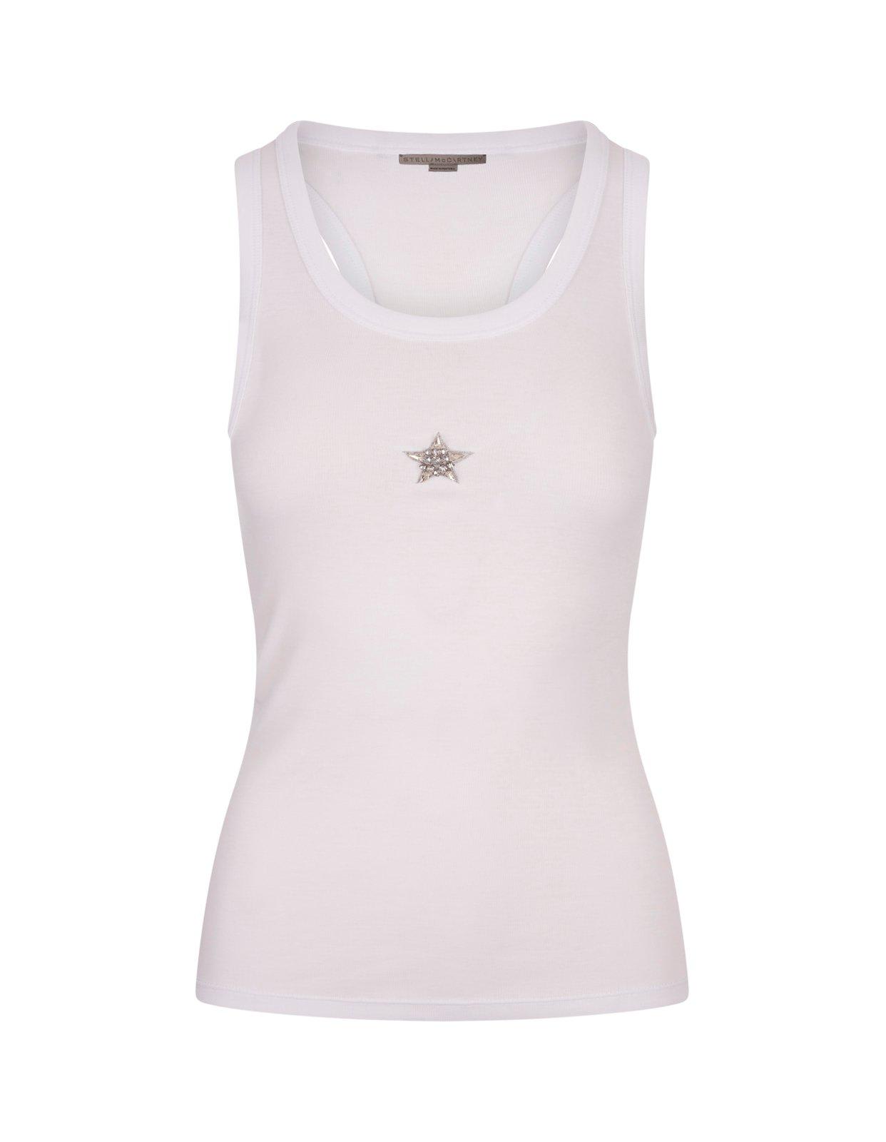 Shop Stella Mccartney Star-embellished Tank Top In Bianco