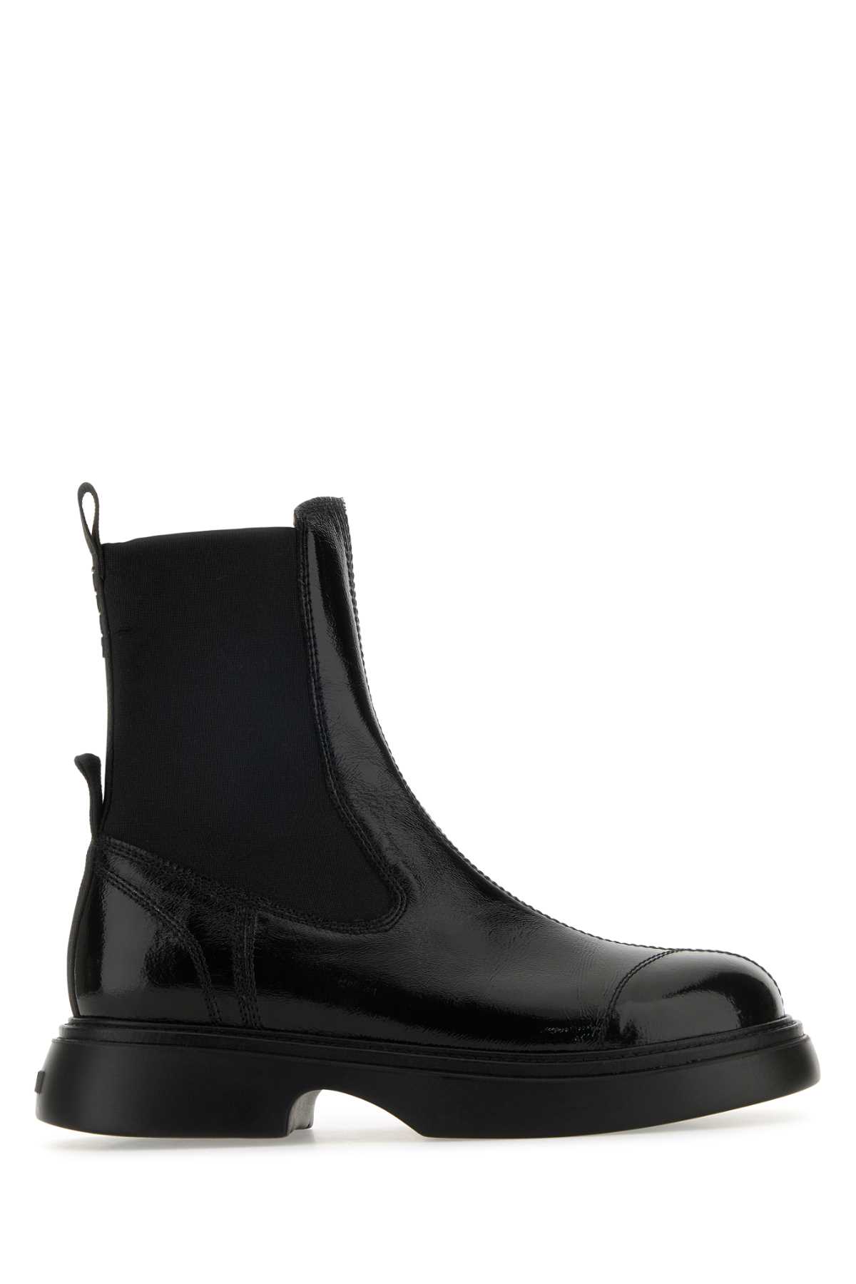 Black Synthetic Leather Chelsea Ankle Boots