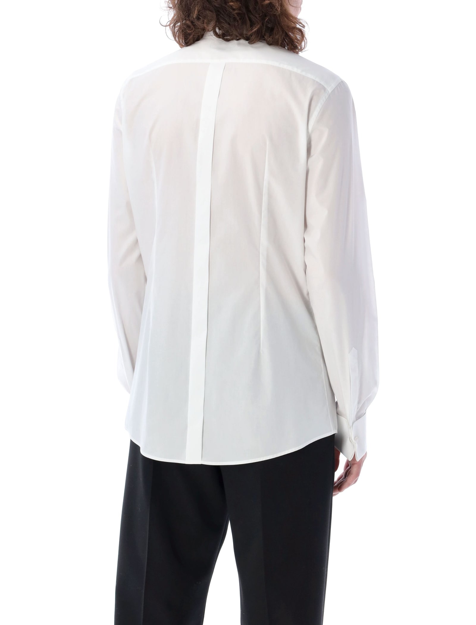 Shop Dolce & Gabbana Gold-fit Tuxedo Shirt In Bianco Ottico