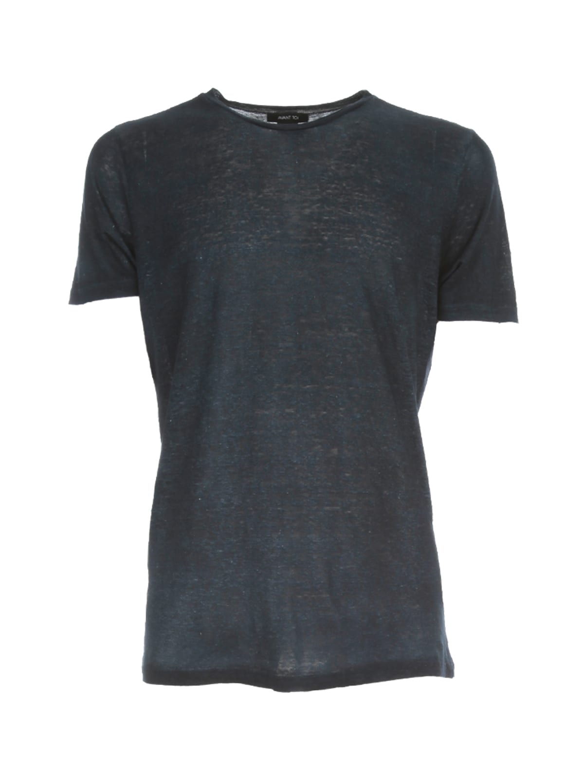Avant Toi Round Neck Linen T-shirt With Shadows